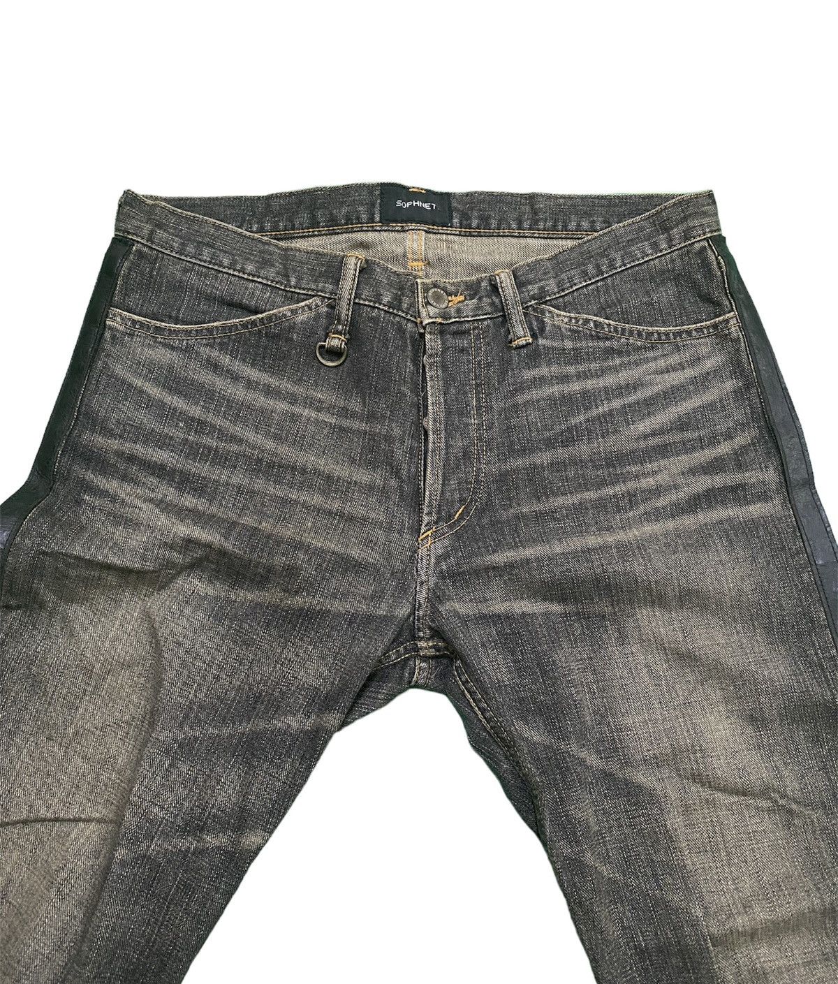 Sophnet. × uniform experiment Sophnet Phase Clawmark Leather Stripe Denim Jeans Size US 35 - 7 Thumbnail