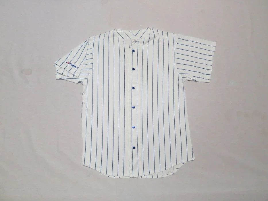 Majestic, Shirts, Vtg Majestic Blank Baseball Jersey Xl Black White  Pinstripe Customs Rare Soft