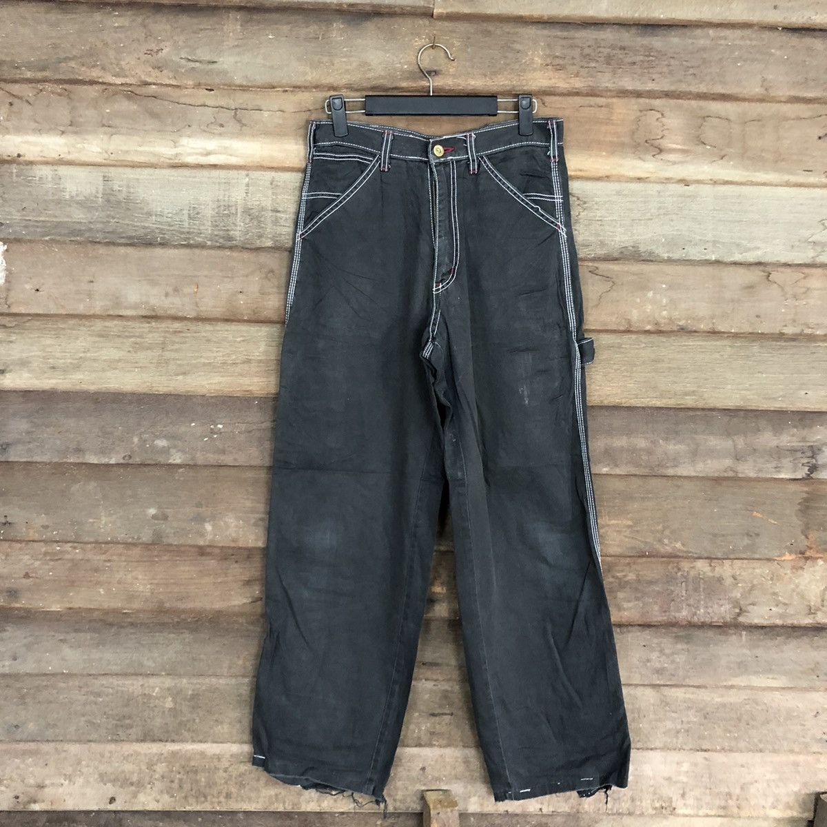 Japanese Brand × Vintage BeeBell workwear vintage Black Straight Pants #c1229 Size US 26 / EU 42 - 1 Thumbnail