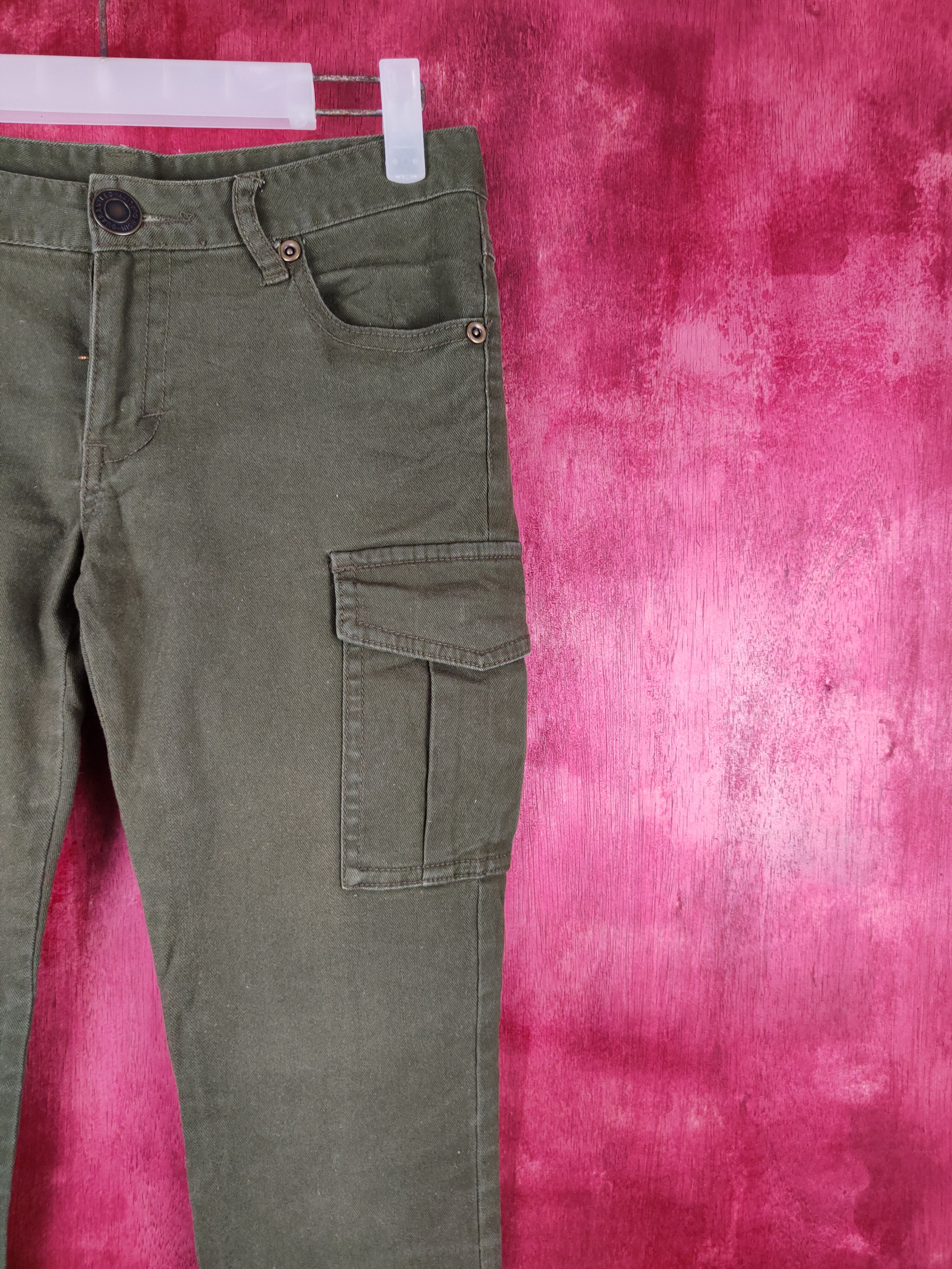 Japanese Brand Japan Green Multi Pocket Tactical Cargo Skinny Pants #253B Size 26" / US 2 / IT 38 - 5 Thumbnail