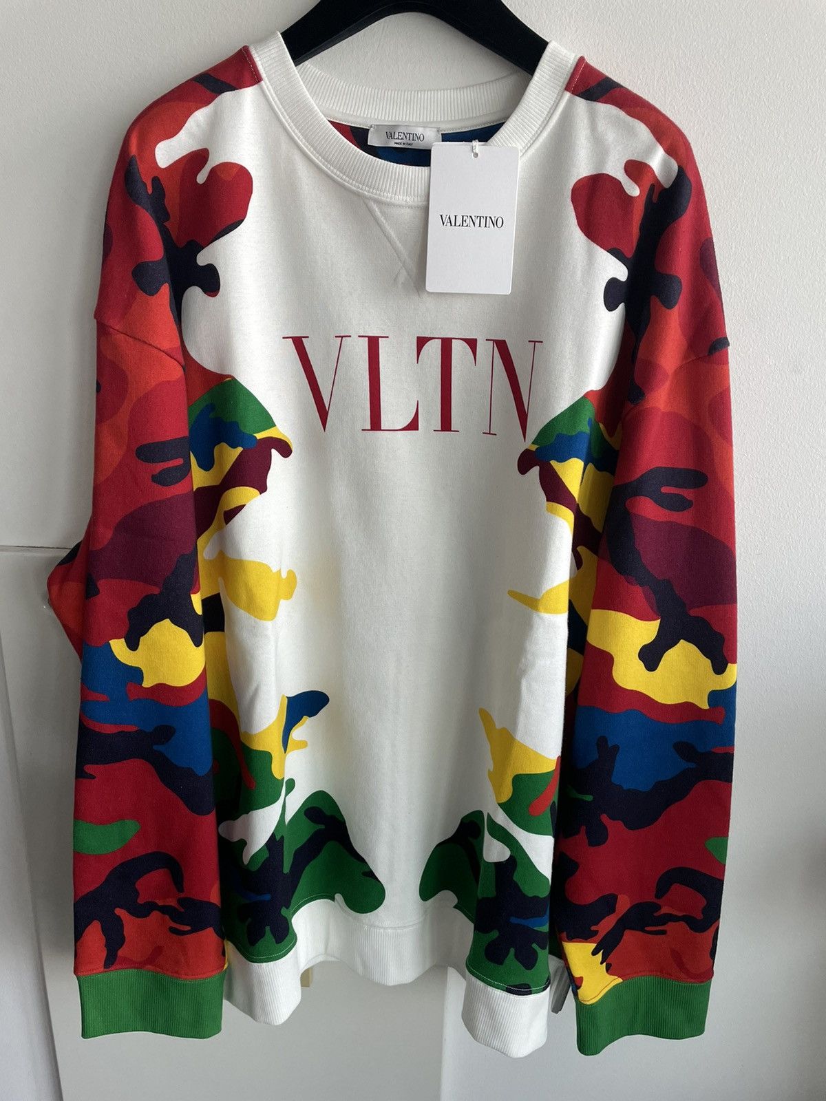 $1,550 Iconic VLTN Camouflage Logo Crewneck Sweatshirt NEW