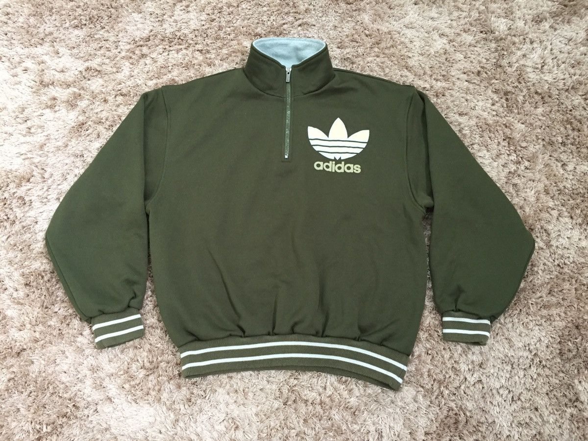 Adidas Spell Out Big Logo Half Zip Casual Sweatshirt