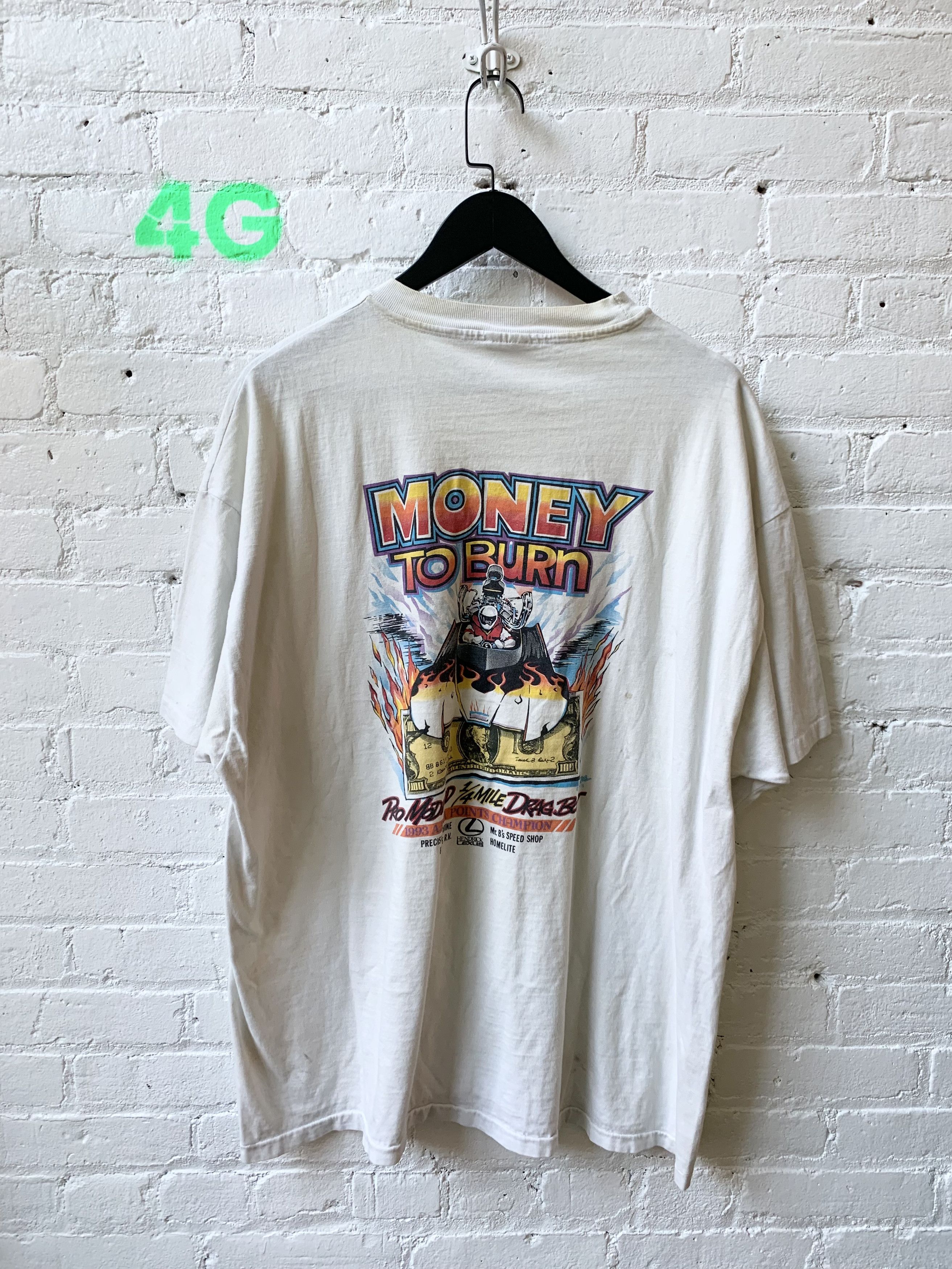 Vintage Drag Boat Racing Money to Burn Tee Sz XXL