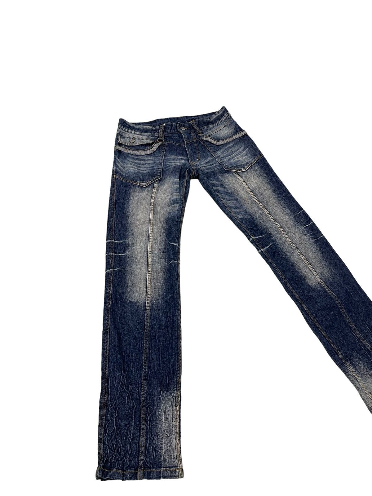 Japanese Brand Slim Jeans Hideaways Nicole Acid Wash Clawmarks Tapered 19🟦 Size US 31 - 1 Thumbnail