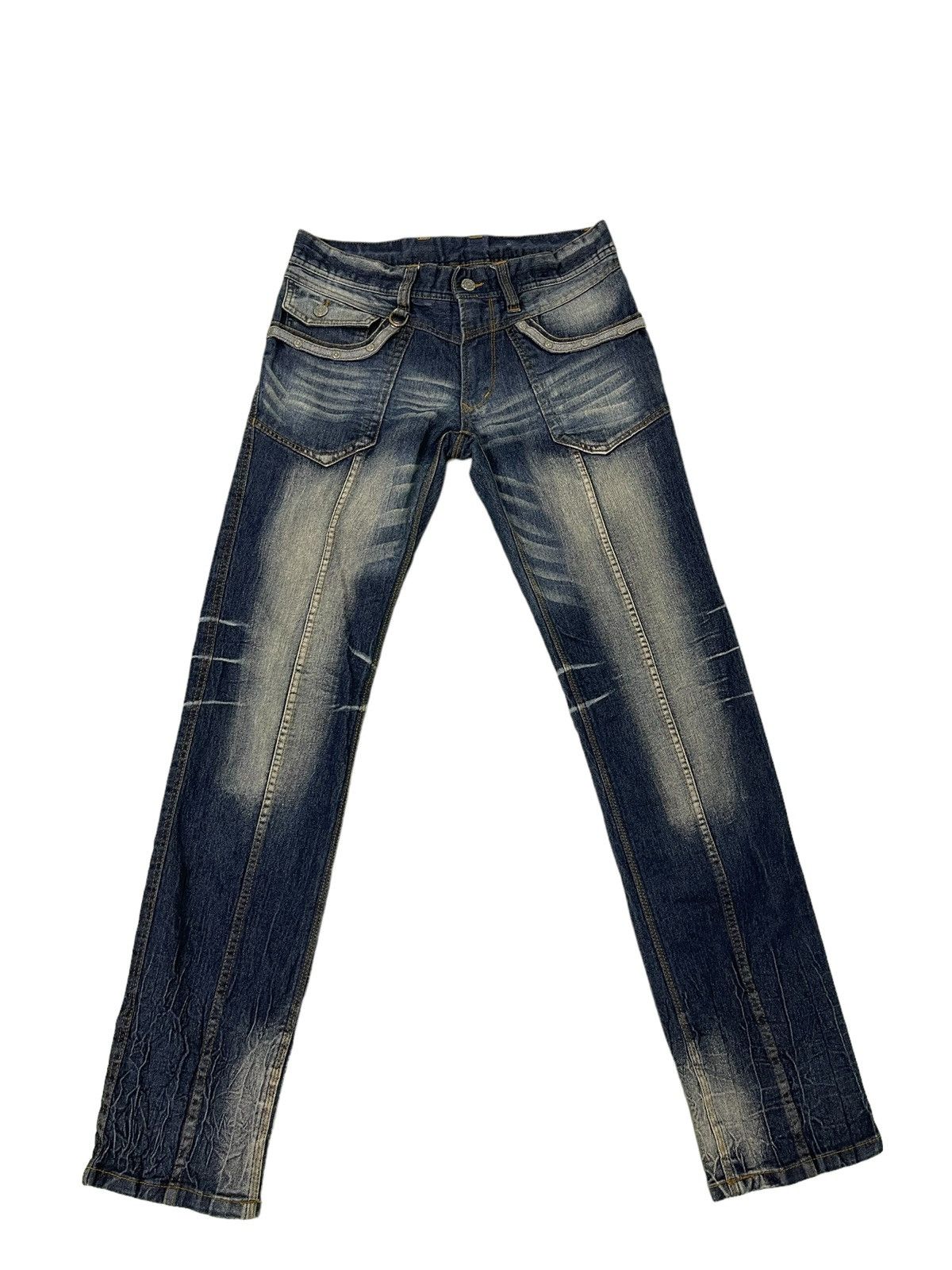 Japanese Brand Slim Jeans Hideaways Nicole Acid Wash Clawmarks Tapered 19🟦 Size US 31 - 2 Thumbnail