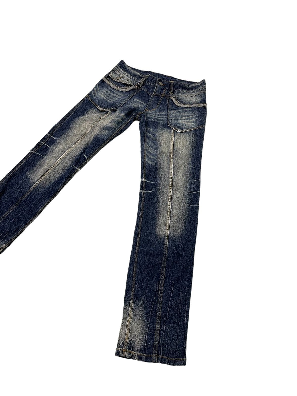 Japanese Brand Slim Jeans Hideaways Nicole Acid Wash Clawmarks Tapered 19🟦 Size US 31 - 3 Thumbnail
