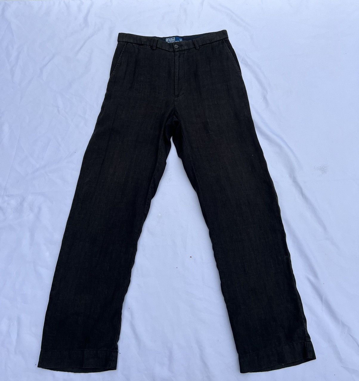 Polo Ralph Lauren × Ralph Lauren × Vintage Vintage 90s Polo Ralph Lauren Fade Black 100% Linen Trouser Size US 31 - 18 Thumbnail