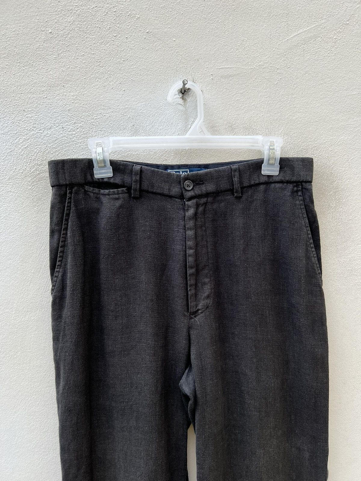 Polo Ralph Lauren × Ralph Lauren × Vintage Vintage 90s Polo Ralph Lauren Fade Black 100% Linen Trouser Size US 31 - 2 Thumbnail
