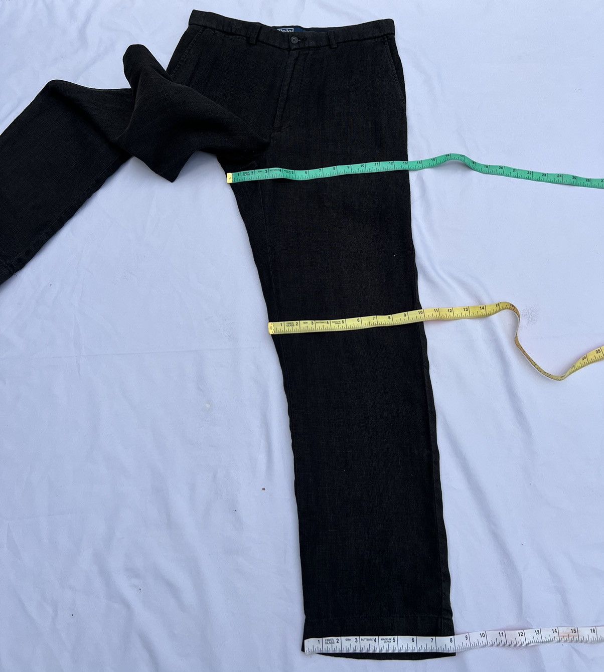 Polo Ralph Lauren × Ralph Lauren × Vintage Vintage 90s Polo Ralph Lauren Fade Black 100% Linen Trouser Size US 31 - 20 Thumbnail