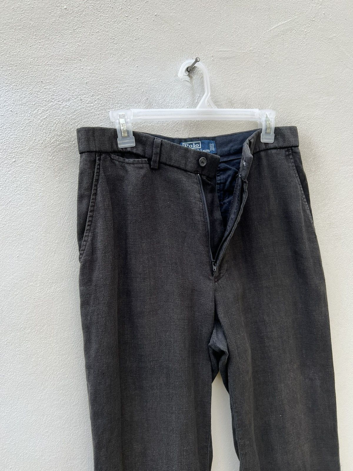 Polo Ralph Lauren × Ralph Lauren × Vintage Vintage 90s Polo Ralph Lauren Fade Black 100% Linen Trouser Size US 31 - 4 Thumbnail