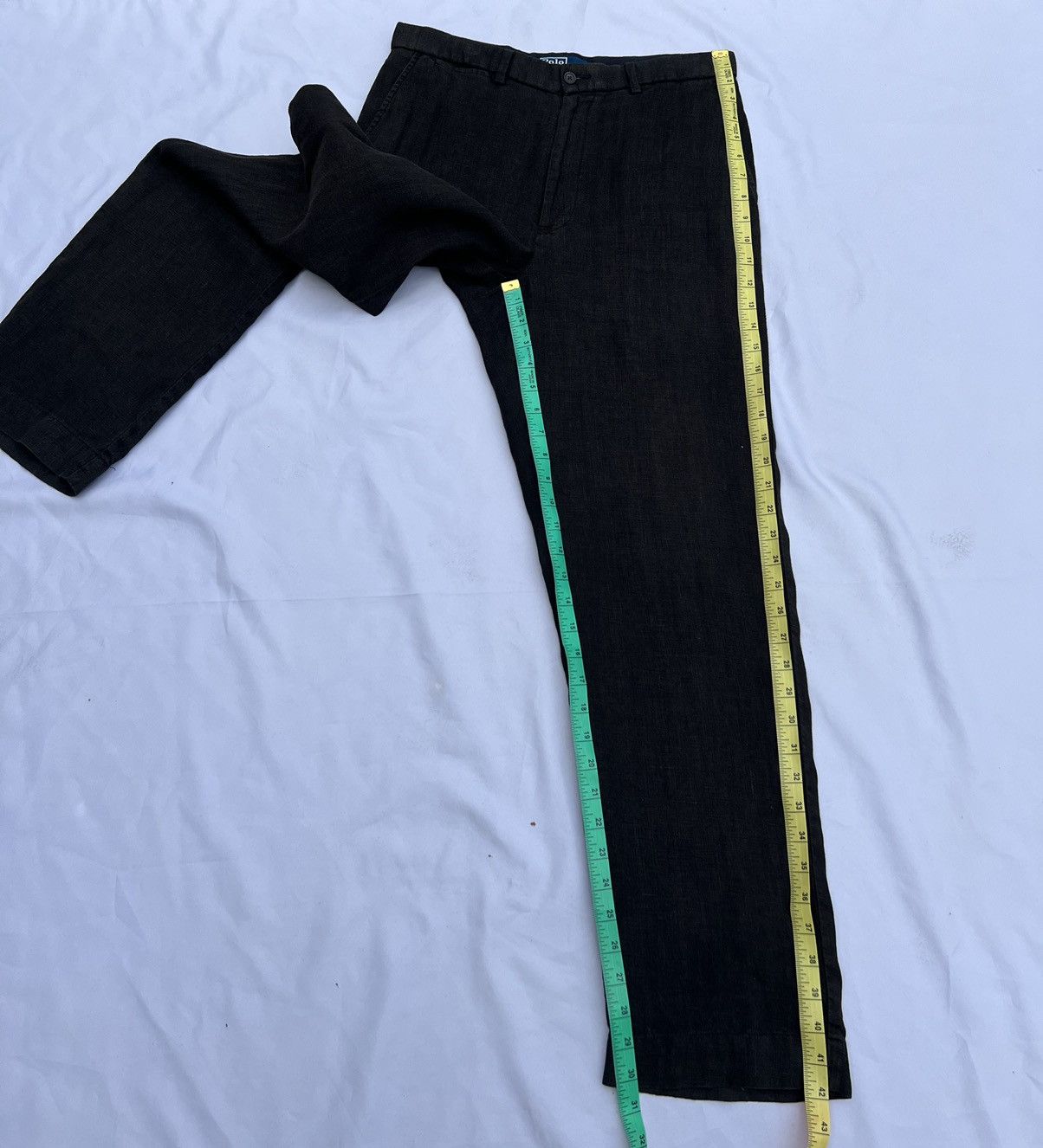 Polo Ralph Lauren × Ralph Lauren × Vintage Vintage 90s Polo Ralph Lauren Fade Black 100% Linen Trouser Size US 31 - 21 Thumbnail