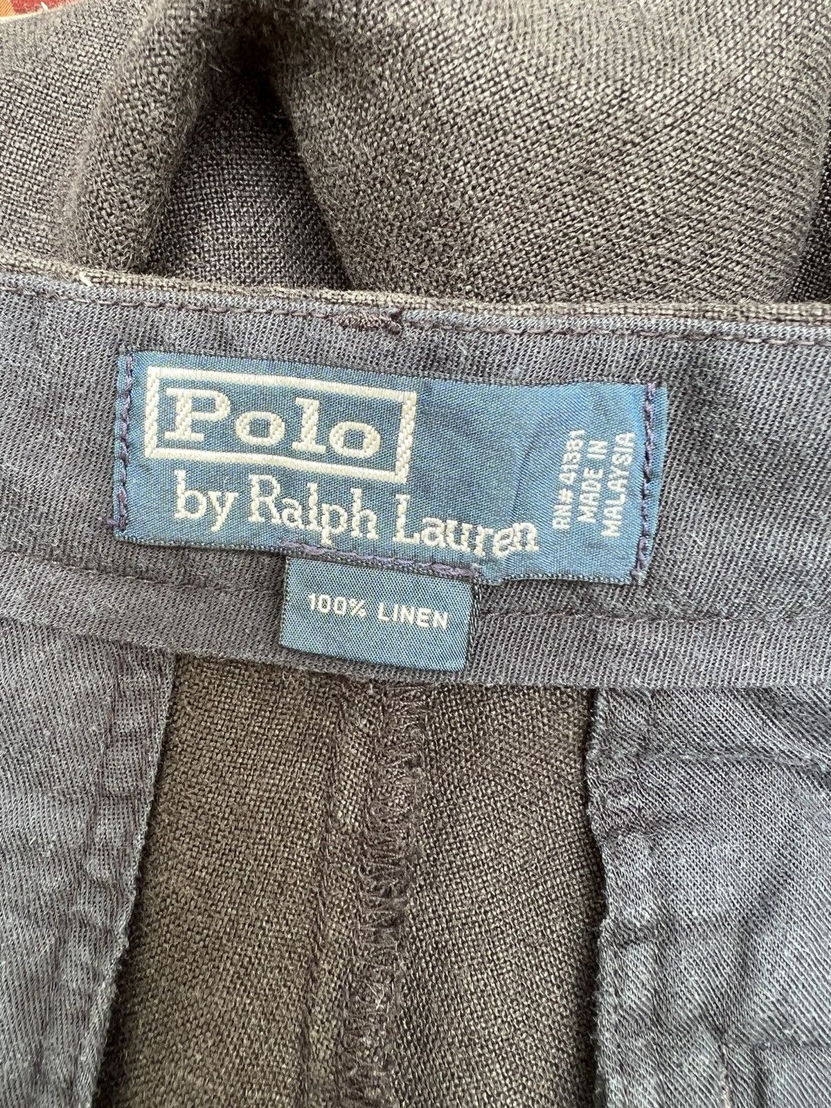 Polo Ralph Lauren × Ralph Lauren × Vintage Vintage 90s Polo Ralph Lauren Fade Black 100% Linen Trouser Size US 31 - 16 Thumbnail