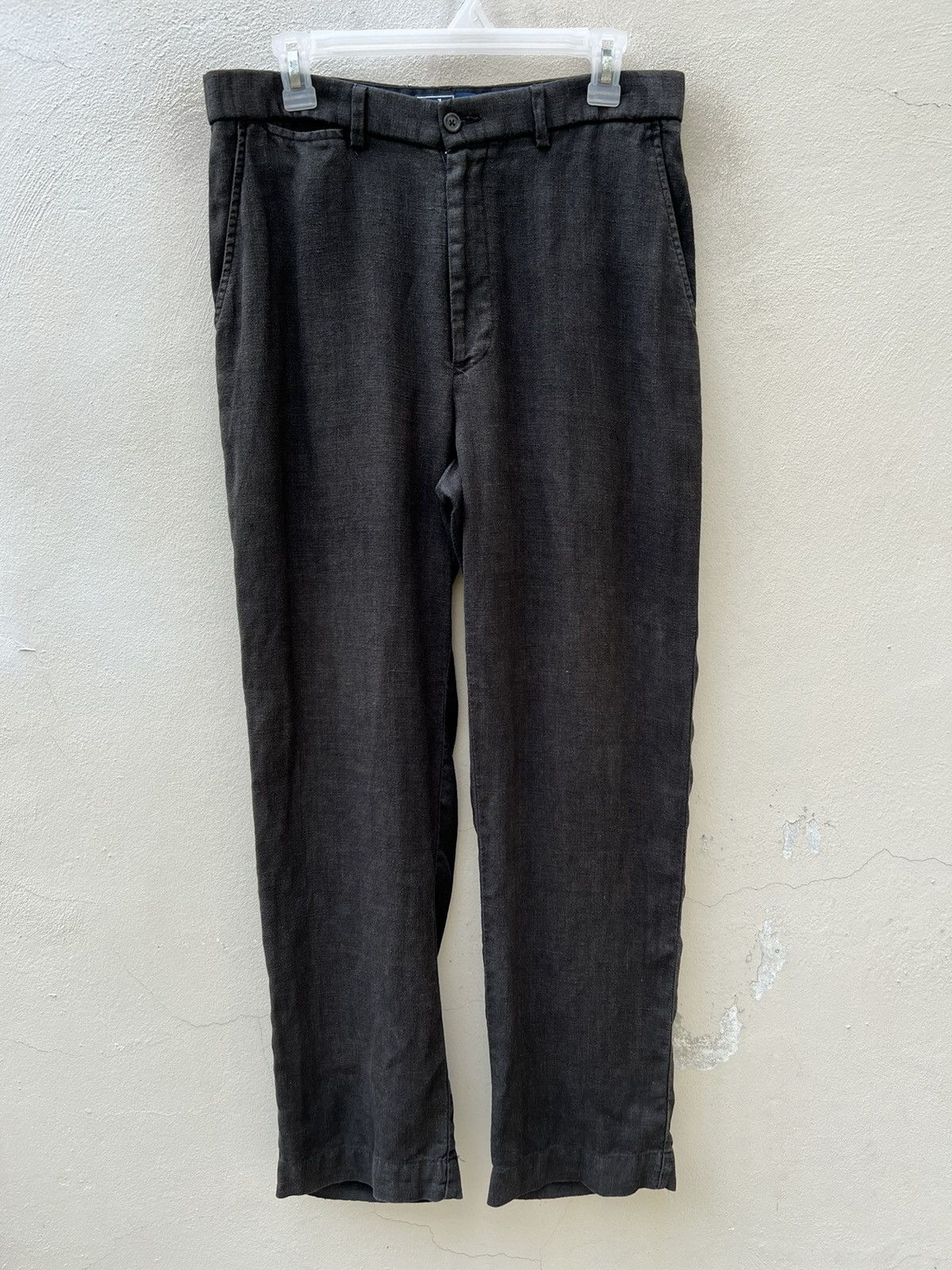 Polo Ralph Lauren × Ralph Lauren × Vintage Vintage 90s Polo Ralph Lauren Fade Black 100% Linen Trouser Size US 31 - 1 Thumbnail