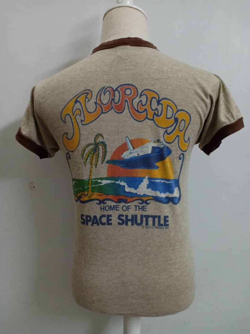 Vintage Vintage Ringer Tee 3Blend Rayon Florida Space Shuttle 12/19 Size US M / EU 48-50 / 2 - 1 Thumbnail