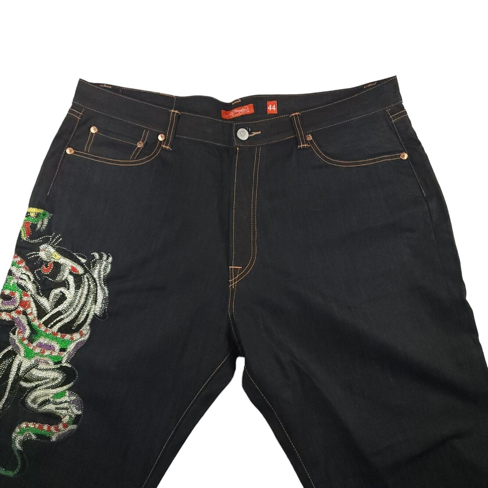 Christian Audigier Ed Hardy Wide Leg Embroidered Tiger Snake Y2K 44x34 Size US 44 / EU 60 - 3 Thumbnail