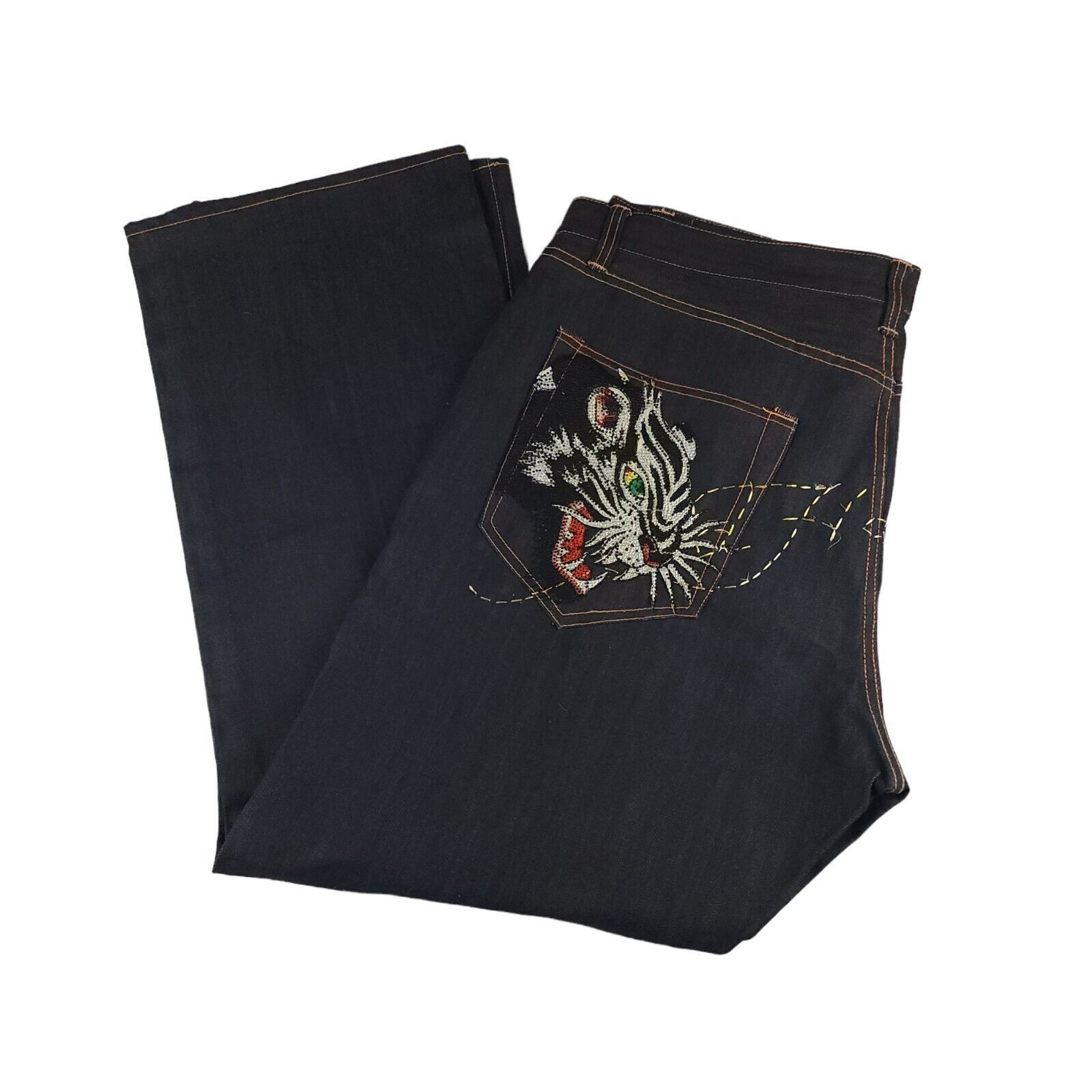 Christian Audigier Ed Hardy Wide Leg Embroidered Tiger Snake Y2K 44x34 Size US 44 / EU 60 - 2 Thumbnail