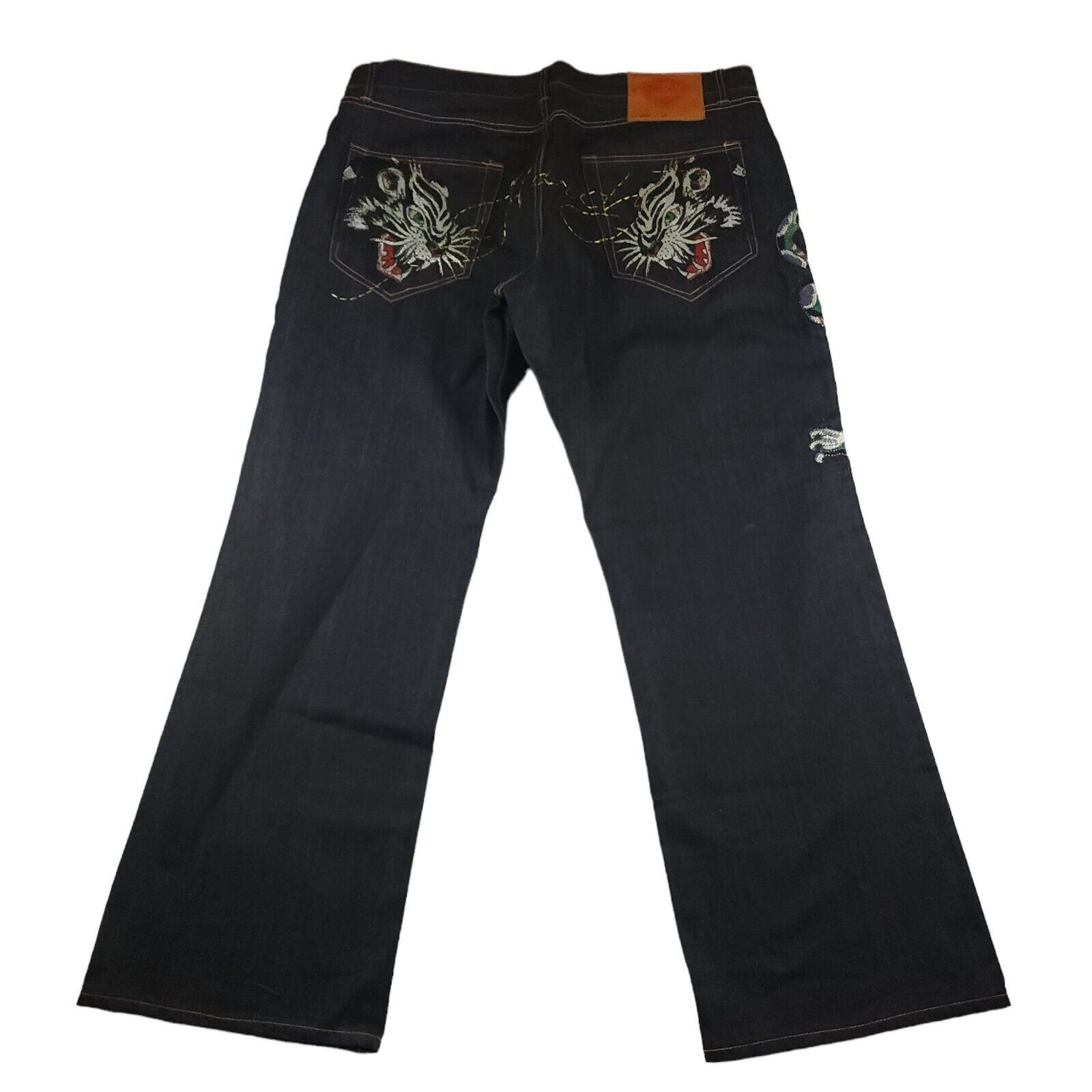 Christian Audigier Ed Hardy Wide Leg Embroidered Tiger Snake Y2K 44x34 Size US 44 / EU 60 - 12 Thumbnail