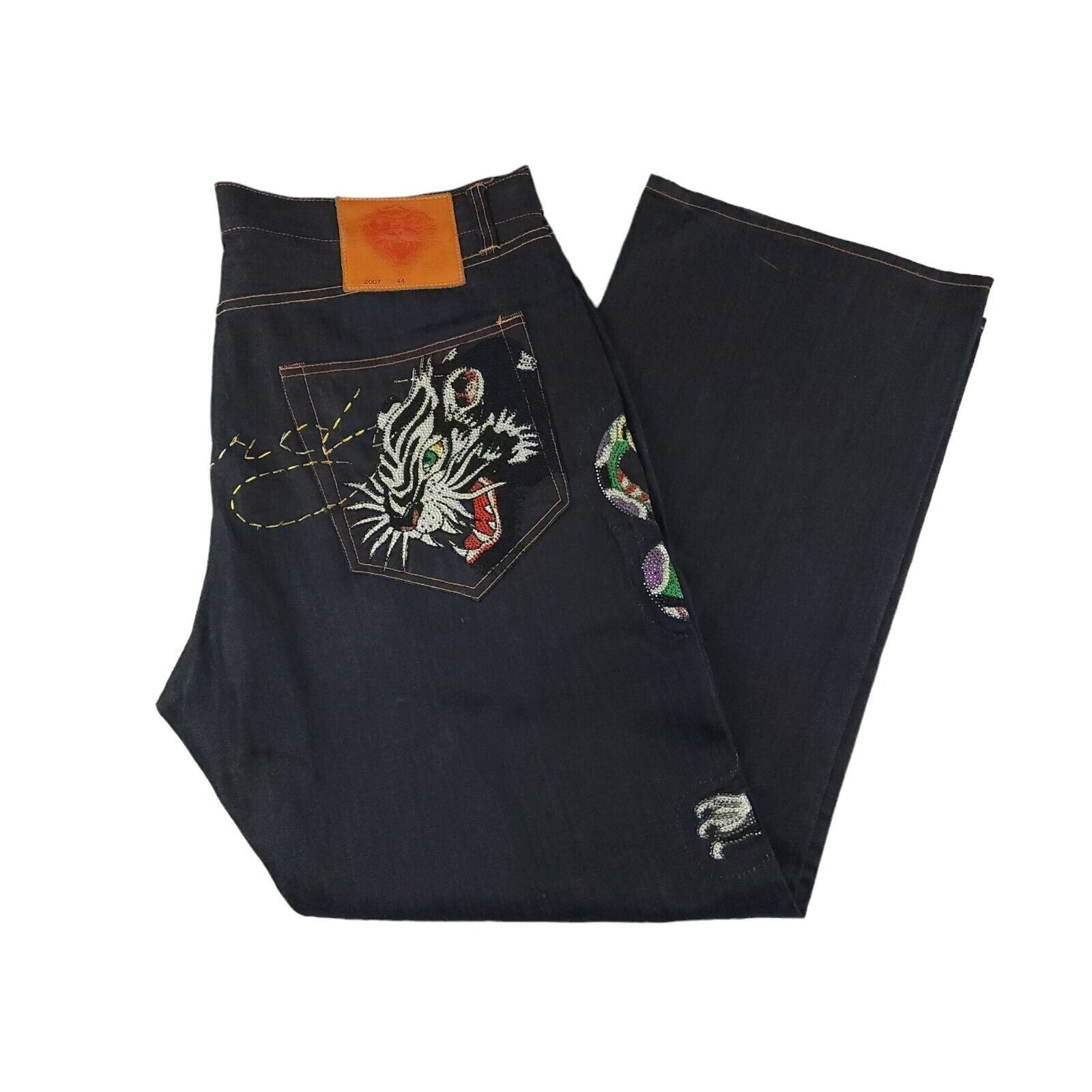 Christian Audigier Ed Hardy Wide Leg Embroidered Tiger Snake Y2K 44x34 Size US 44 / EU 60 - 1 Thumbnail