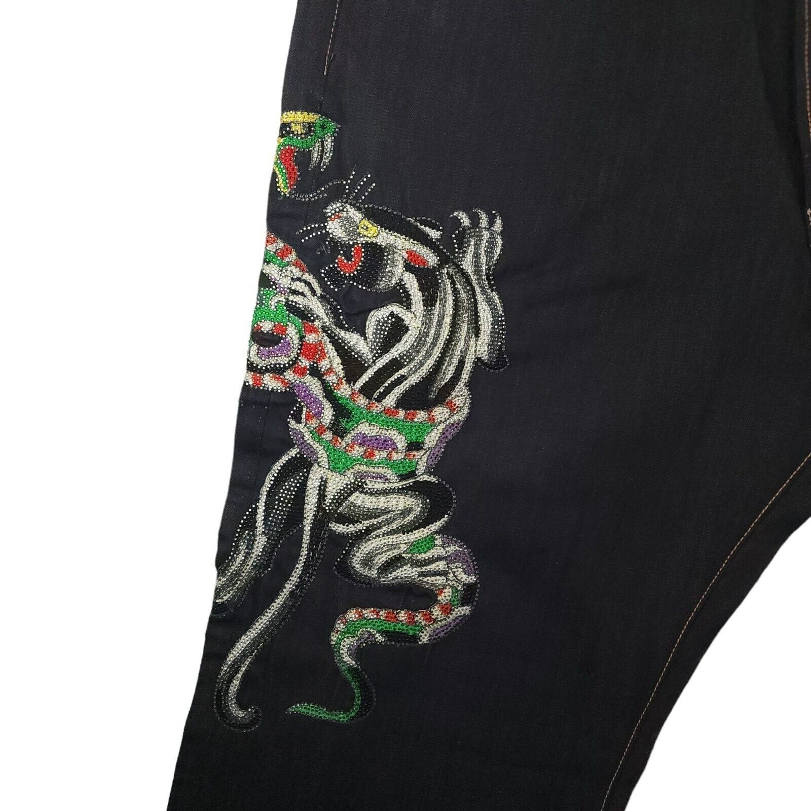 Christian Audigier Ed Hardy Wide Leg Embroidered Tiger Snake Y2K 44x34 Size US 44 / EU 60 - 9 Thumbnail