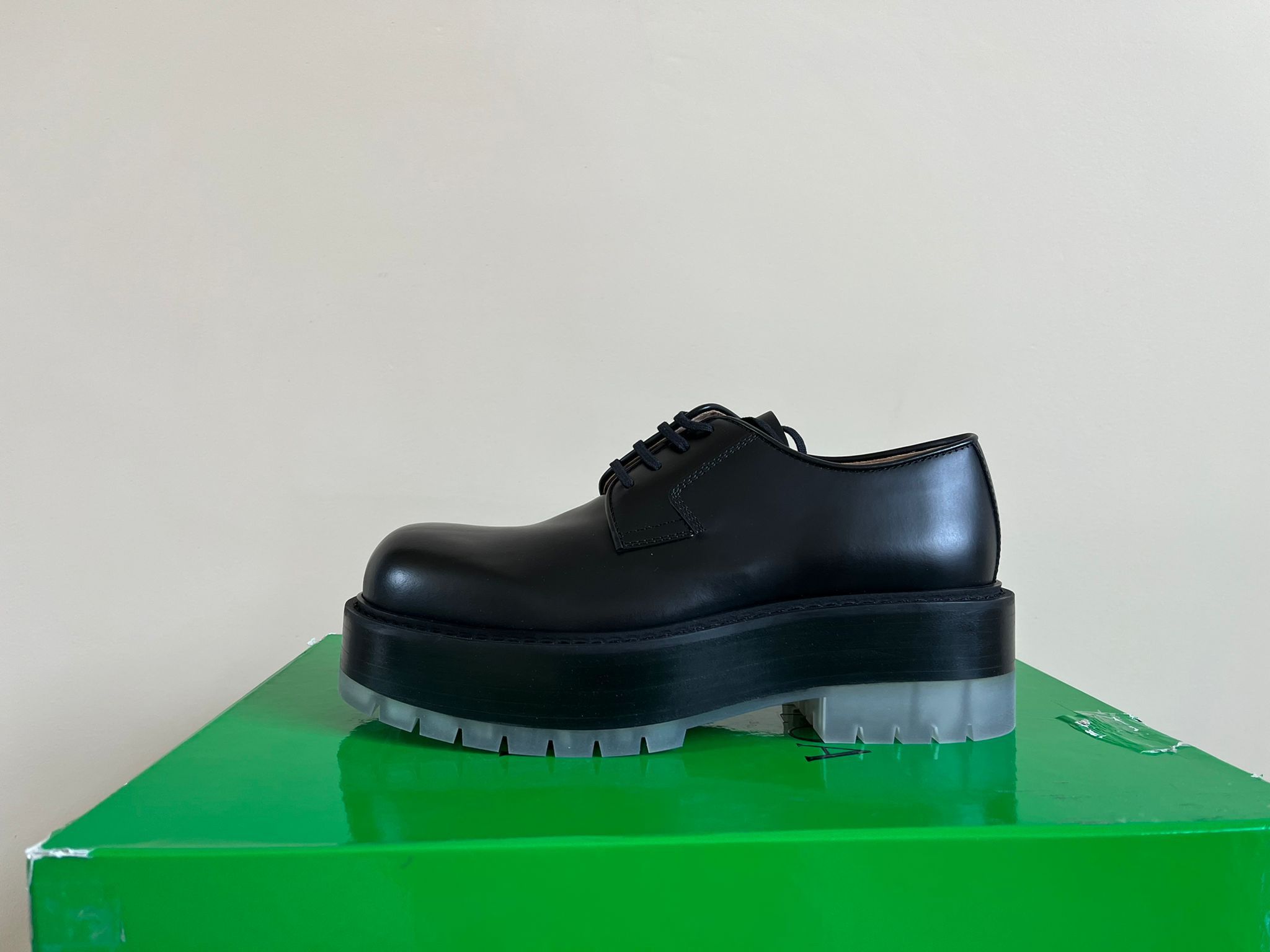 image of Bottega Veneta Stilt Derby Shoes In Black Color, Men's (Size 12)