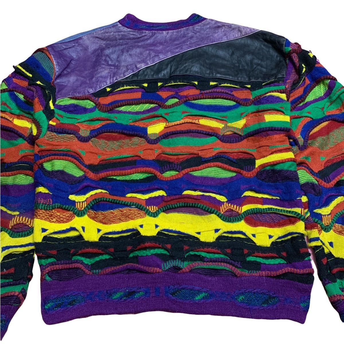 Saxony 🔥Vintage SAXONY Leather Knit Sweater Size US L / EU 52-54 / 3 - 12 Thumbnail