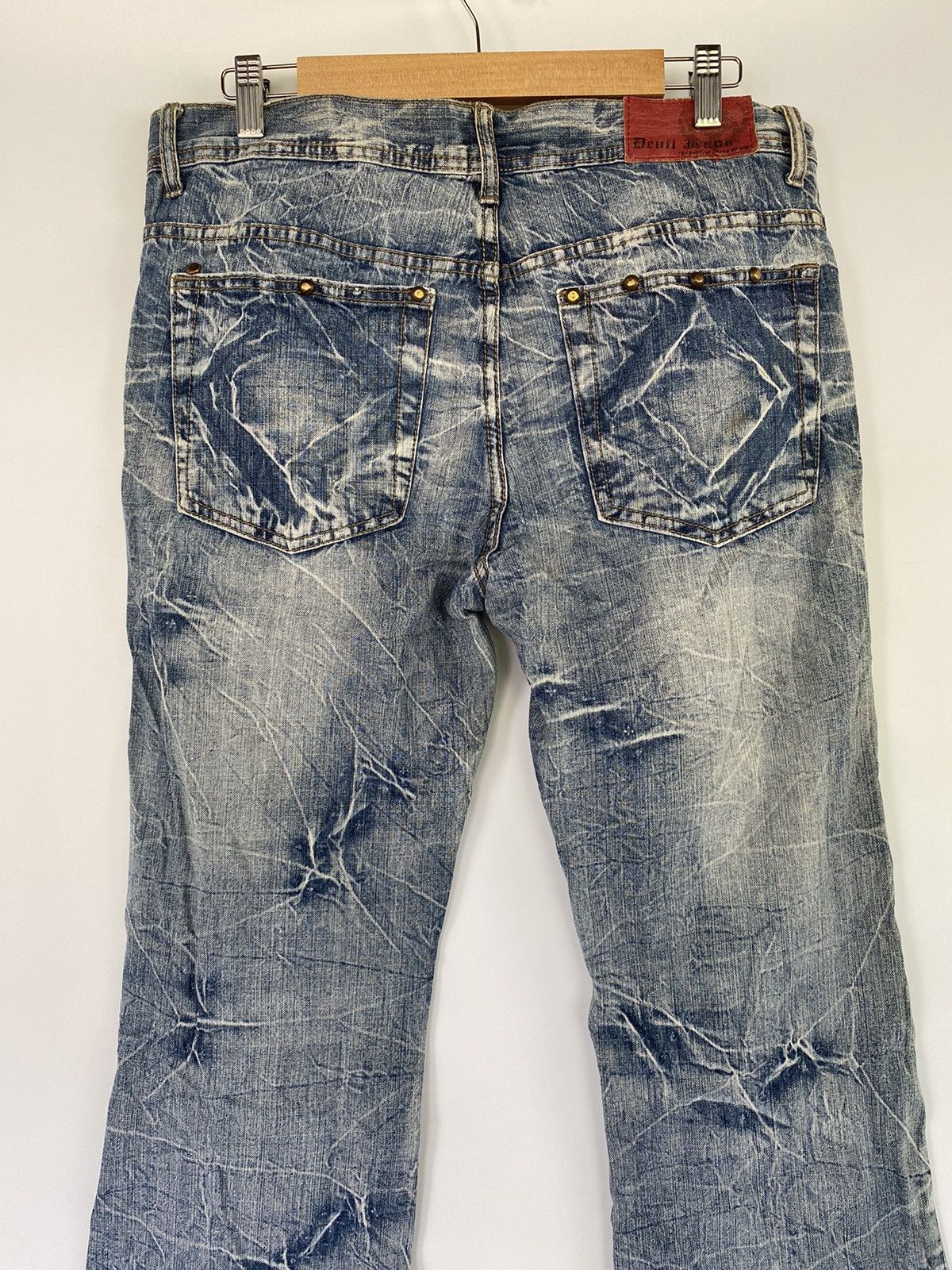 Japanese Brand DEVIL BEAN’S DISTRESSED FLARED BOOTCUT JAPANESE DENIM JEANS Size 34" / US 12 / IT 48 - 5 Thumbnail