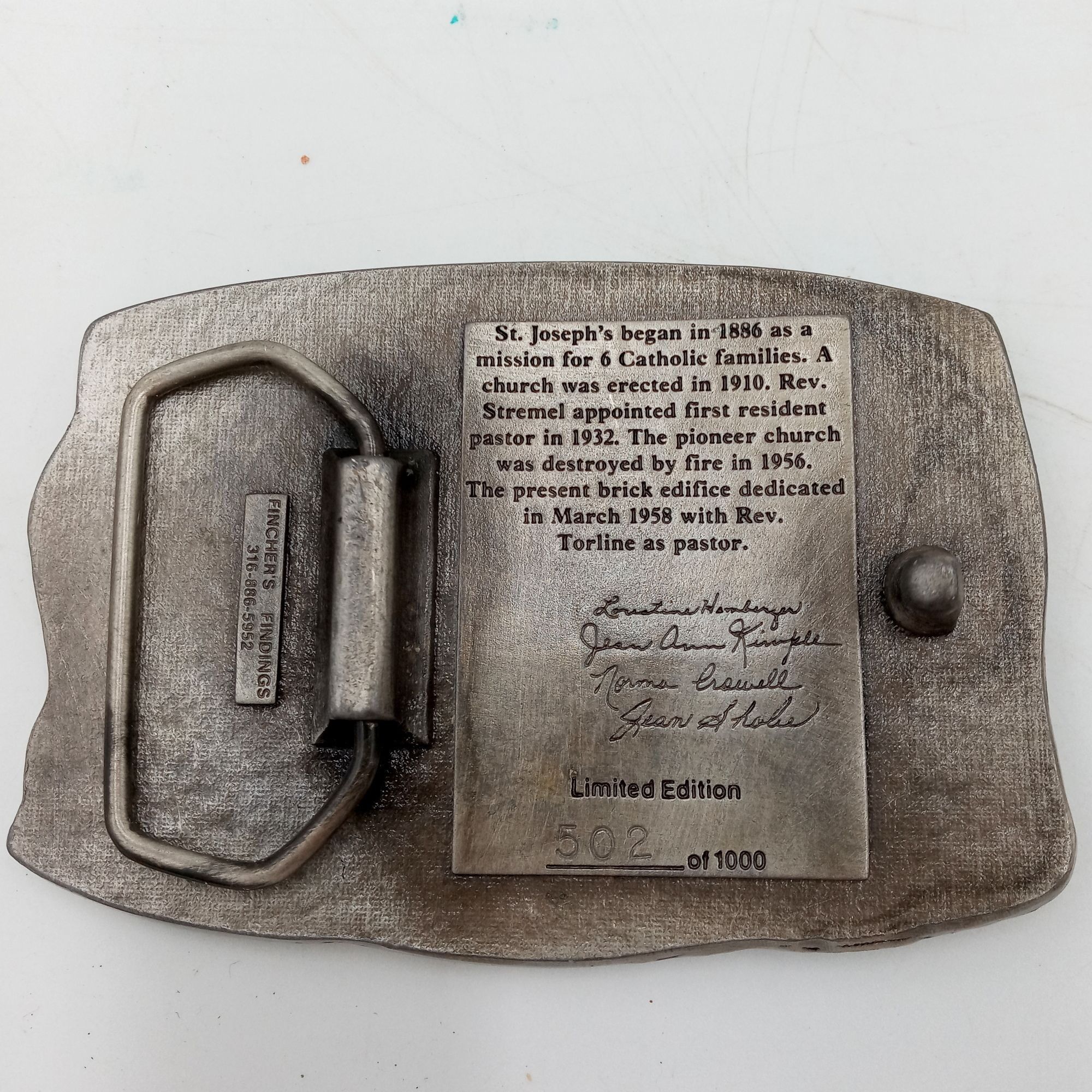 Vintage St Josephs Catholic Church Buckle 100th Anniversary Kansas Size ONE SIZE - 3 Thumbnail