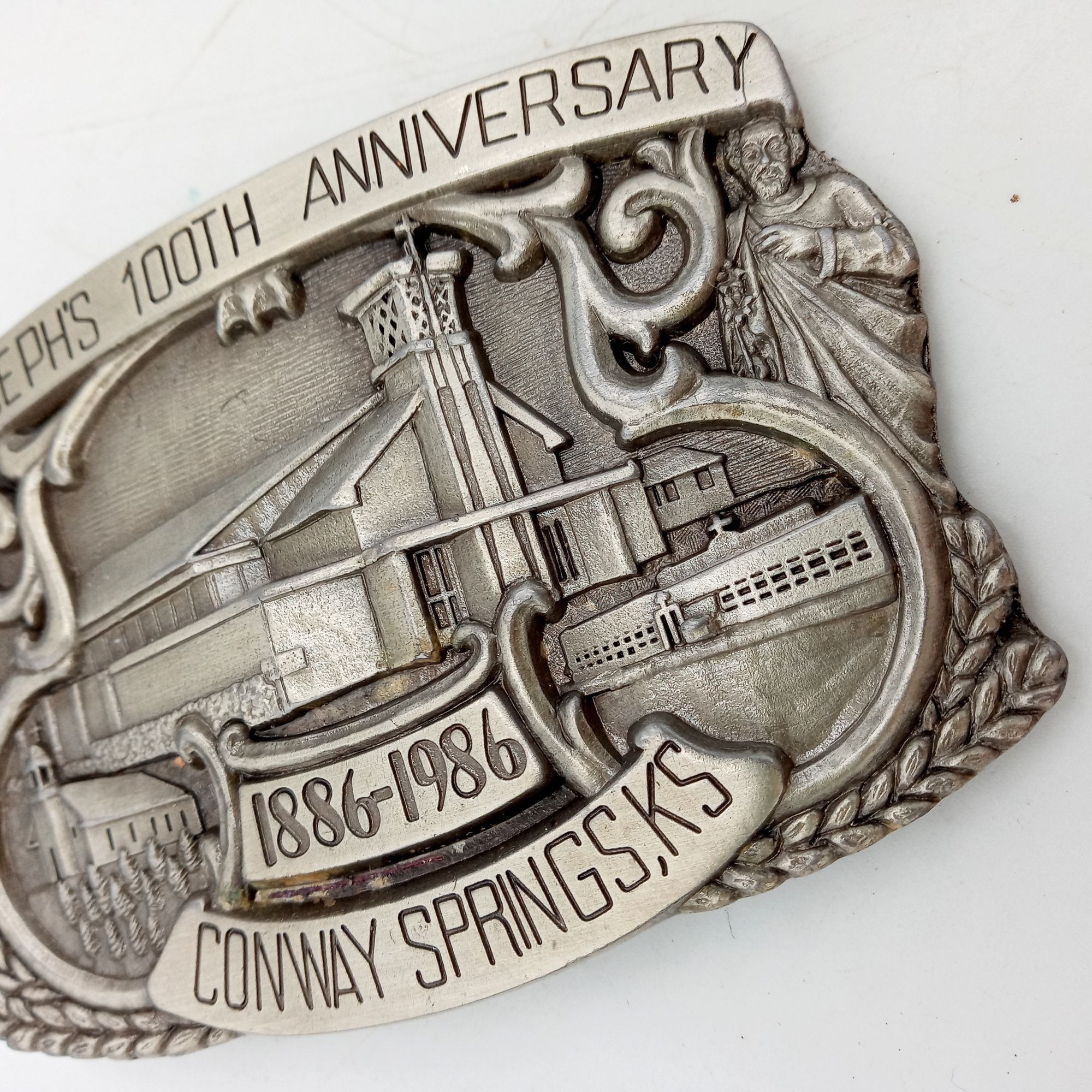 Vintage St Josephs Catholic Church Buckle 100th Anniversary Kansas Size ONE SIZE - 4 Thumbnail