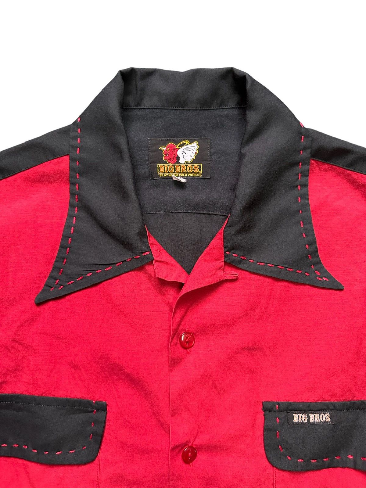 20471120 × Beauty Beast × Vintage 90s Big Bros Bowling rayon shirt collar camp Size US L / EU 52-54 / 3 - 5 Thumbnail