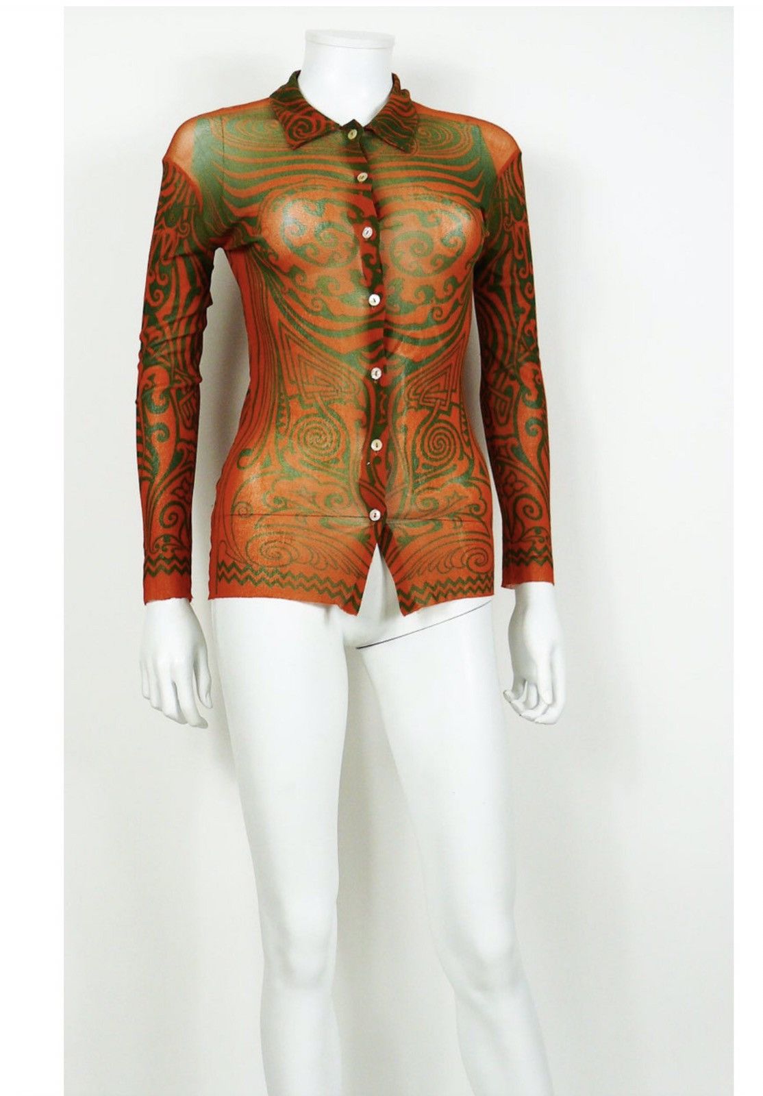 Cardigan Transparent Mesh JEAN PAUL GAULTIER Vintage 1990/2000 – Multicolore, Taille M, Mohair