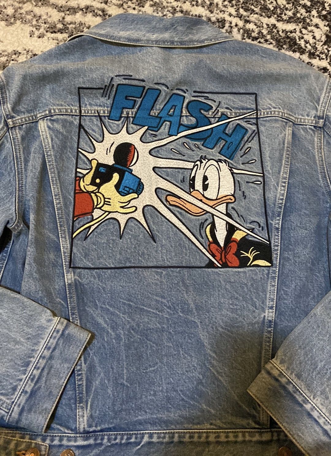Gucci Men's Blue X Disney Donald Duck Print Denim Jacket
