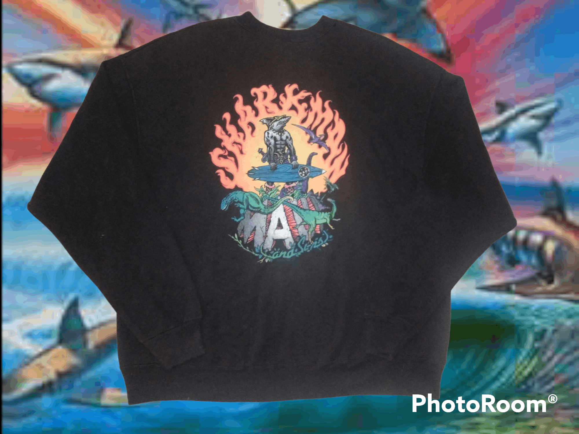Maui and Sons VTG 90s Maui and Sons Sharkman Sweatshirt Size US L / EU 52-54 / 3 - 3 Thumbnail