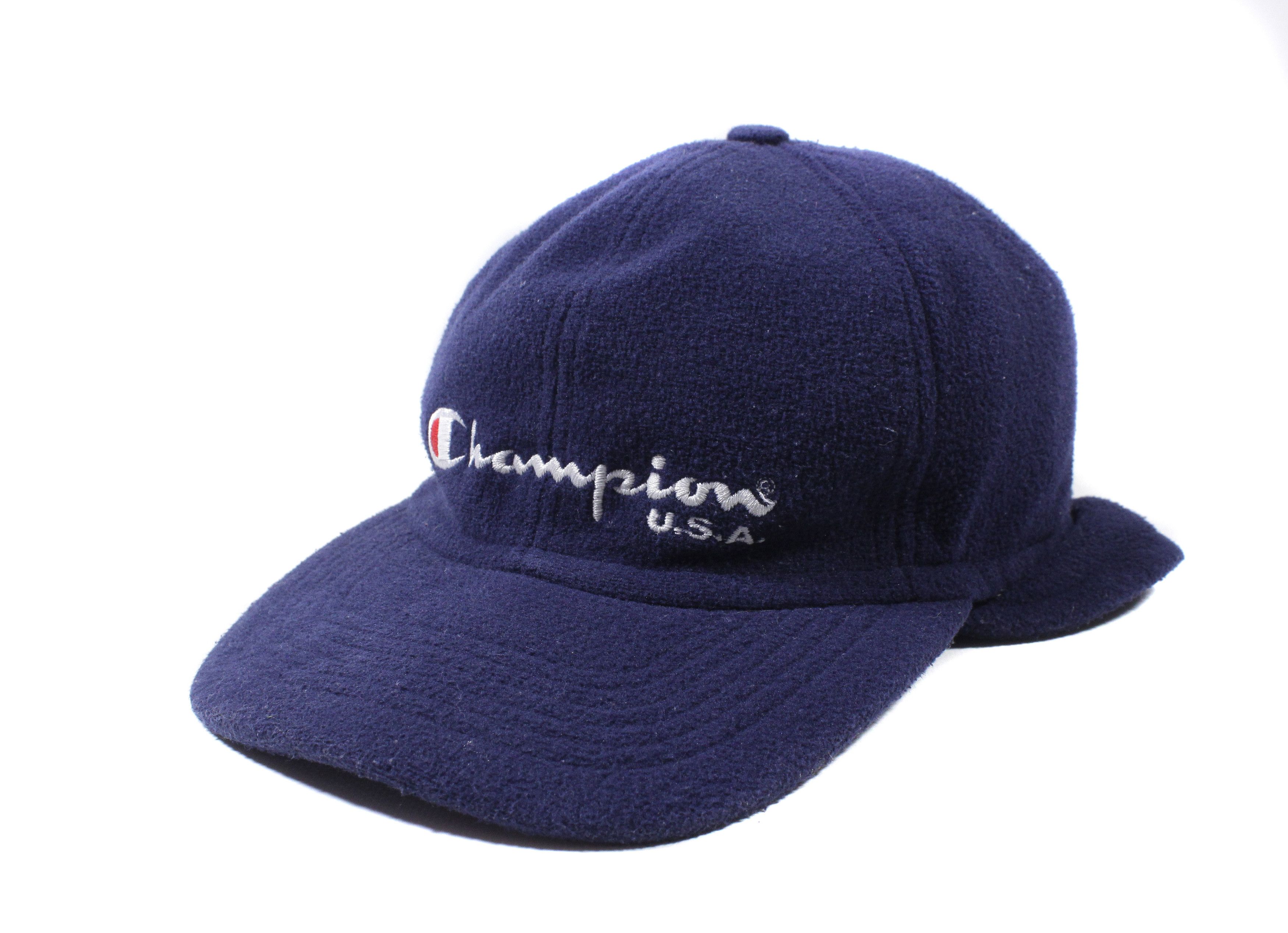 Champion 90S Big Logo Fleece Flaps Cap Vintage Made in Korea Size ONE SIZE - 1 Thumbnail