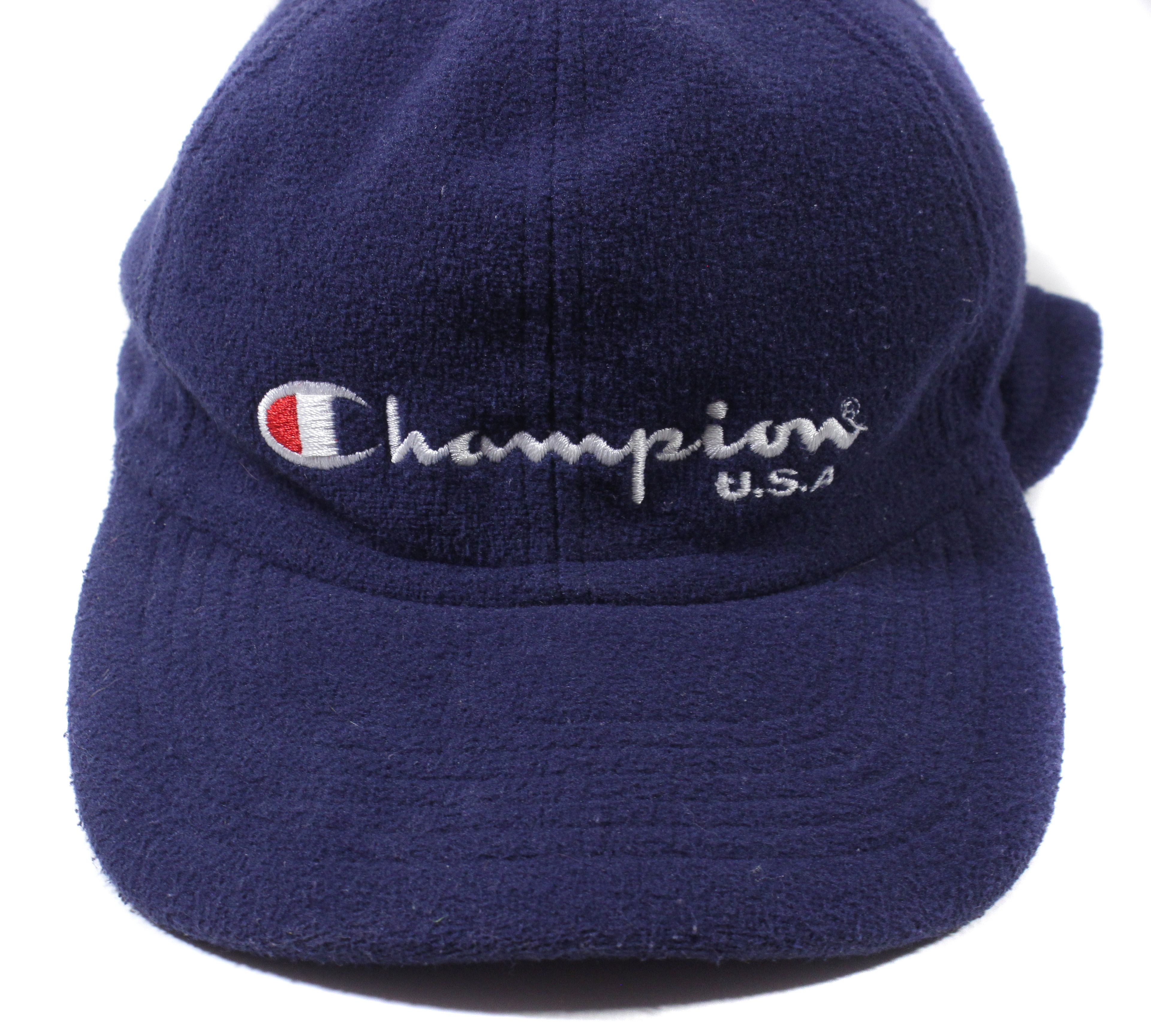 Champion 90S Big Logo Fleece Flaps Cap Vintage Made in Korea Size ONE SIZE - 3 Thumbnail