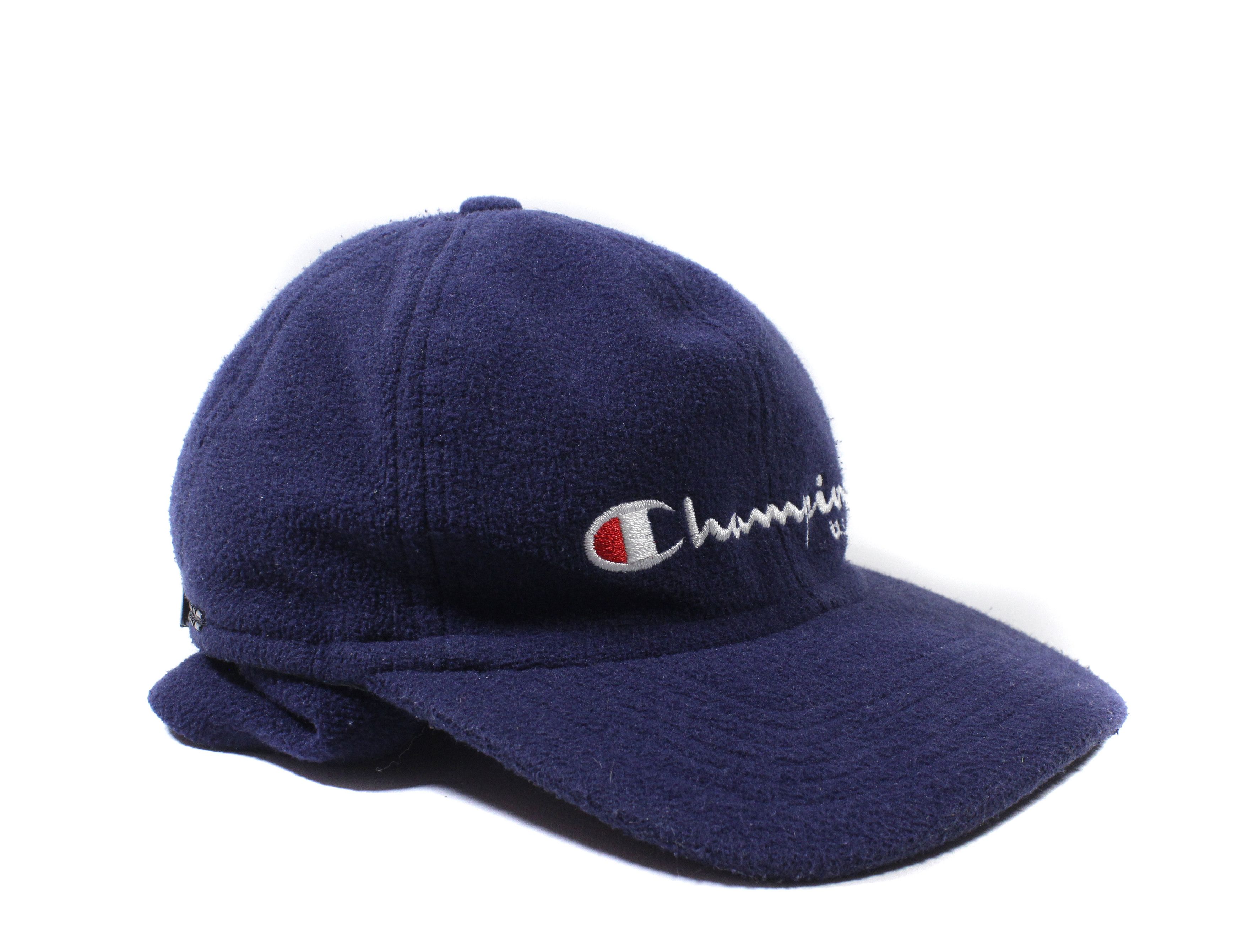 Champion 90S Big Logo Fleece Flaps Cap Vintage Made in Korea Size ONE SIZE - 2 Thumbnail