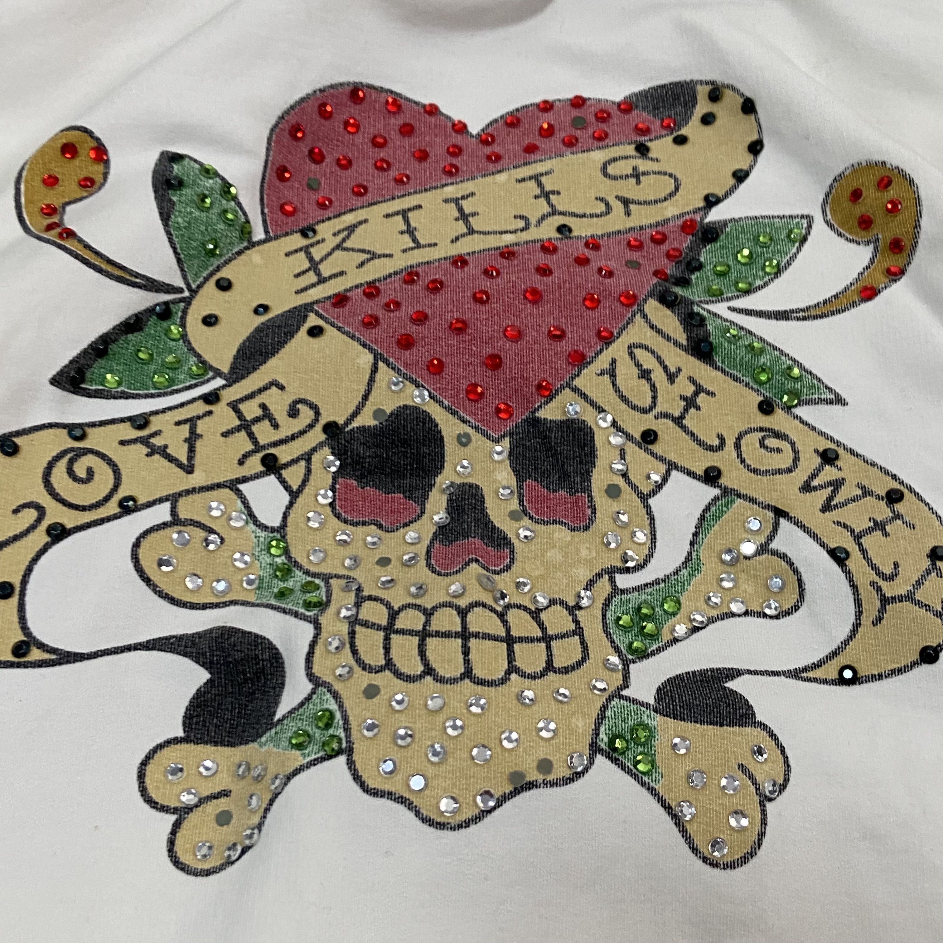 Christian Audigier ED HARDY LOVE KILLS RARE SWAROWSKI PRINRED HOODIE - № 1114 Size US S / EU 44-46 / 1 - 8 Thumbnail