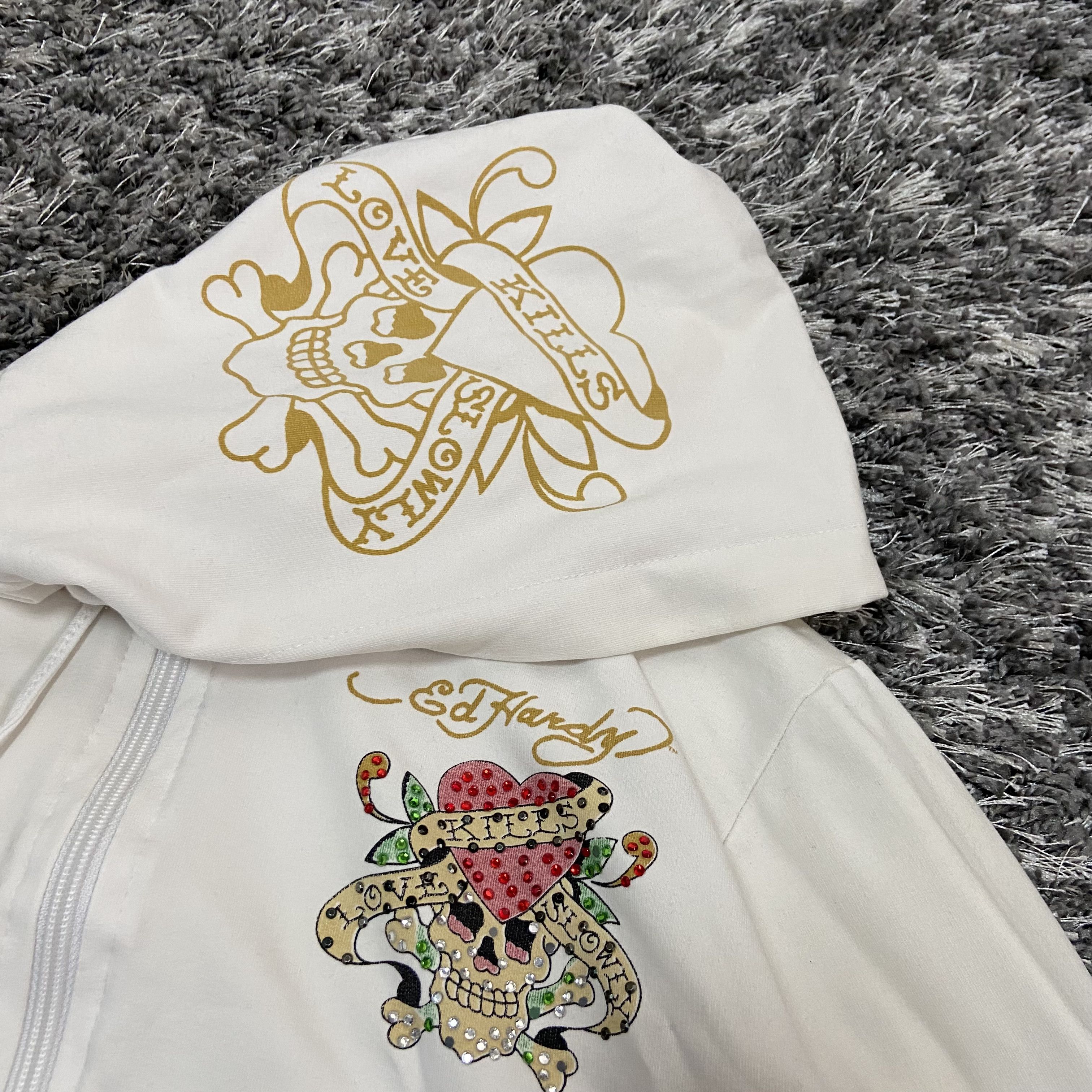 Christian Audigier ED HARDY LOVE KILLS RARE SWAROWSKI PRINRED HOODIE - № 1114 Size US S / EU 44-46 / 1 - 7 Thumbnail