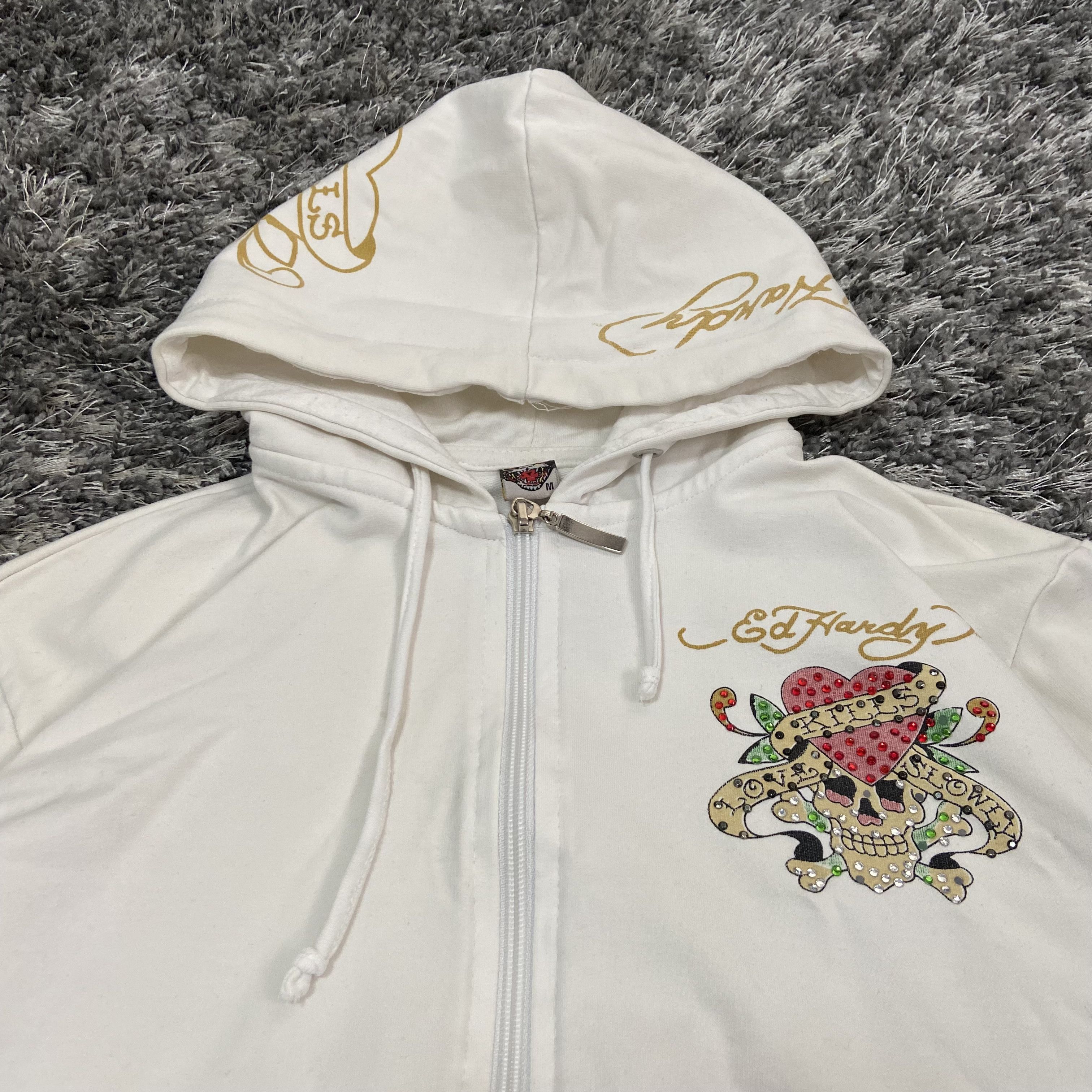 Christian Audigier ED HARDY LOVE KILLS RARE SWAROWSKI PRINRED HOODIE - № 1114 Size US S / EU 44-46 / 1 - 5 Thumbnail