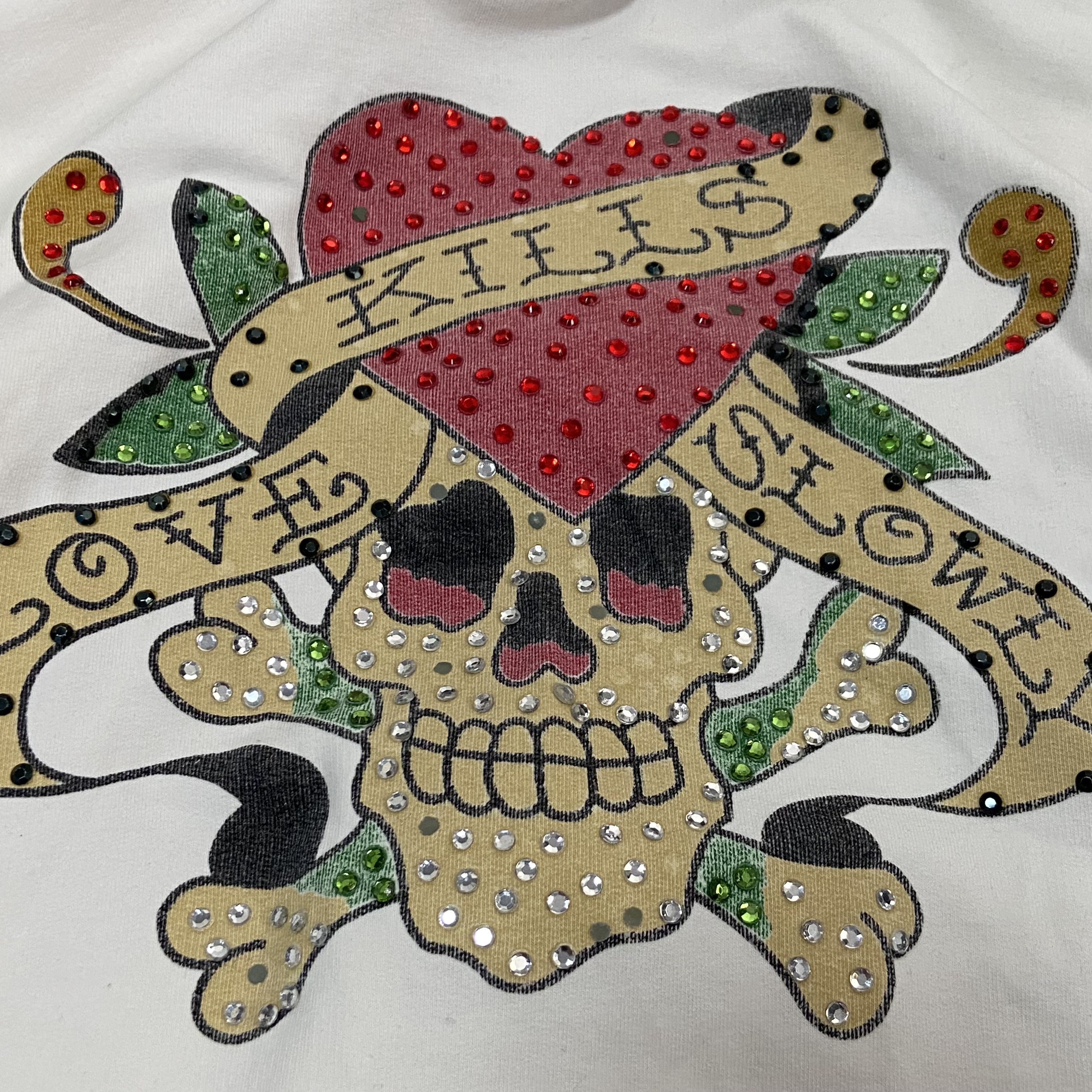 Christian Audigier ED HARDY LOVE KILLS RARE SWAROWSKI PRINRED HOODIE - № 1114 Size US S / EU 44-46 / 1 - 9 Thumbnail