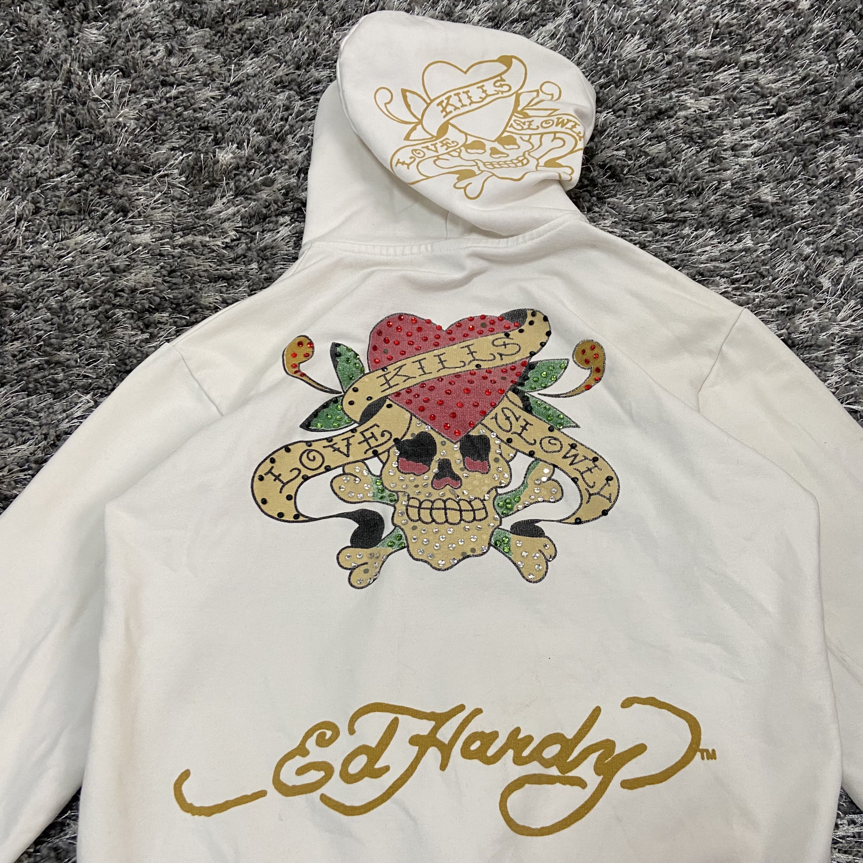Christian Audigier ED HARDY LOVE KILLS RARE SWAROWSKI PRINRED HOODIE - № 1114 Size US S / EU 44-46 / 1 - 3 Thumbnail