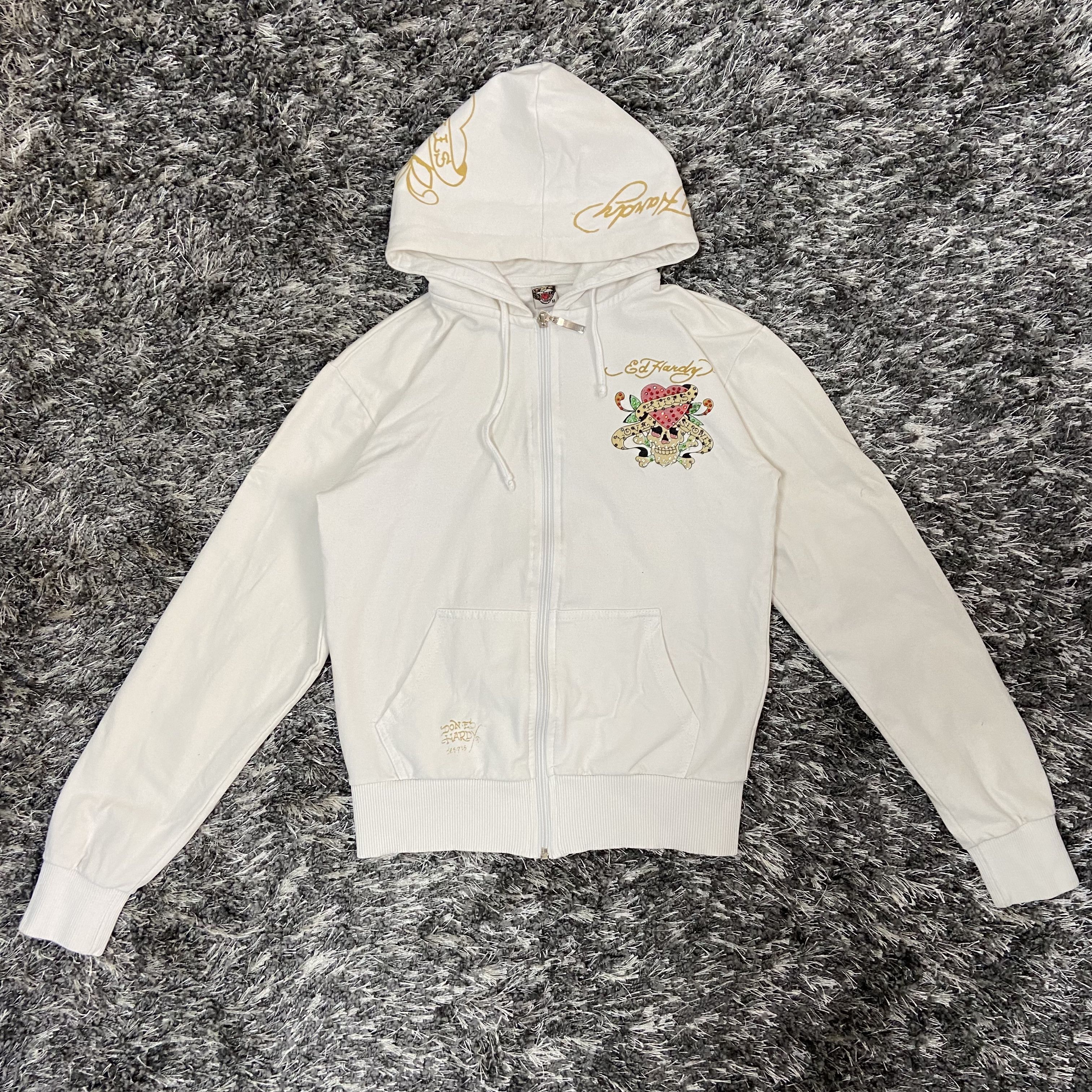Christian Audigier ED HARDY LOVE KILLS RARE SWAROWSKI PRINRED HOODIE - № 1114 Size US S / EU 44-46 / 1 - 2 Thumbnail