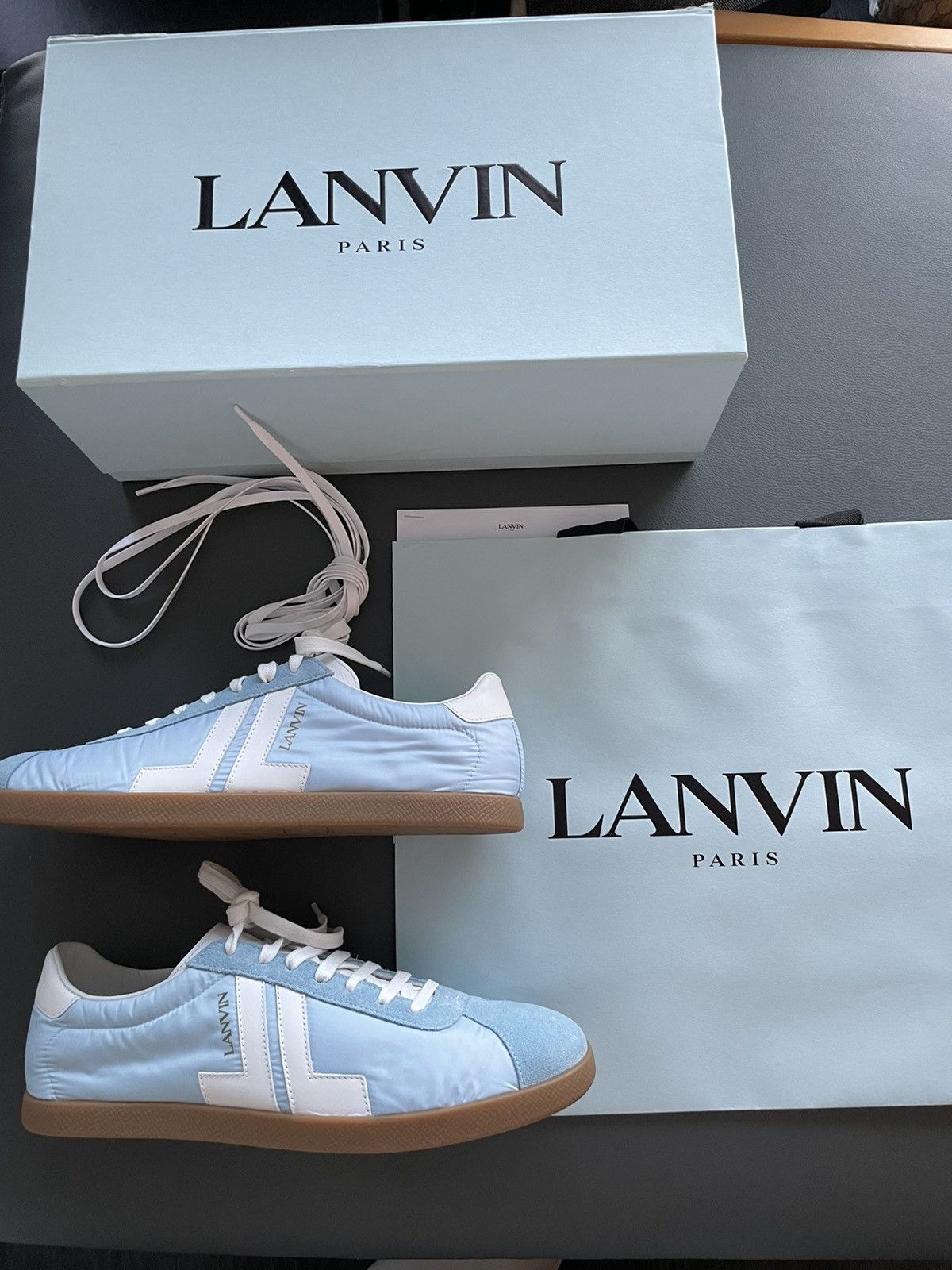 image of Lanvin Super Runway Limited Edition Logo Sneaker in Blue, Men's (Size 11)