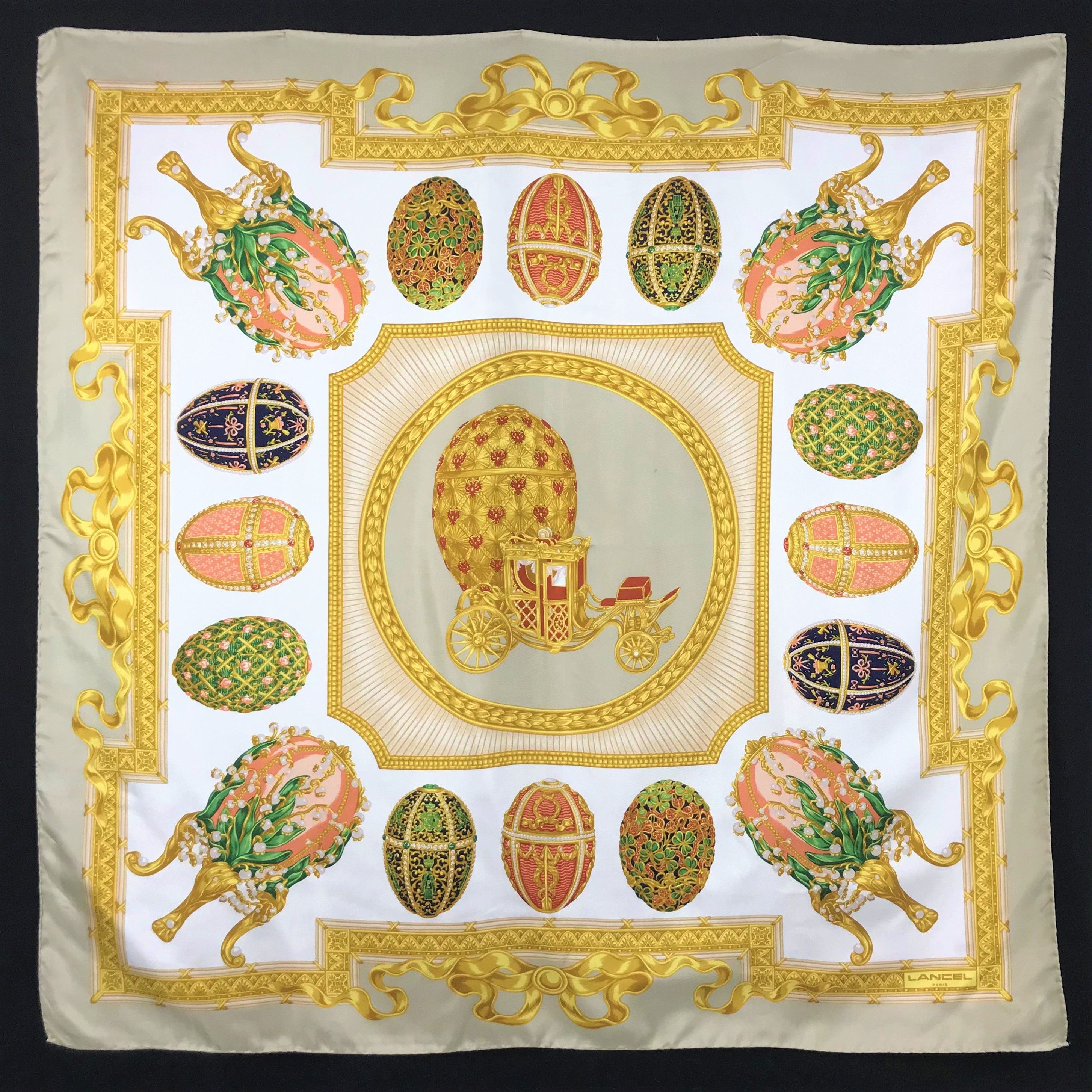 LC802 LANCEL Vintage Women Silk Scarf Scarves