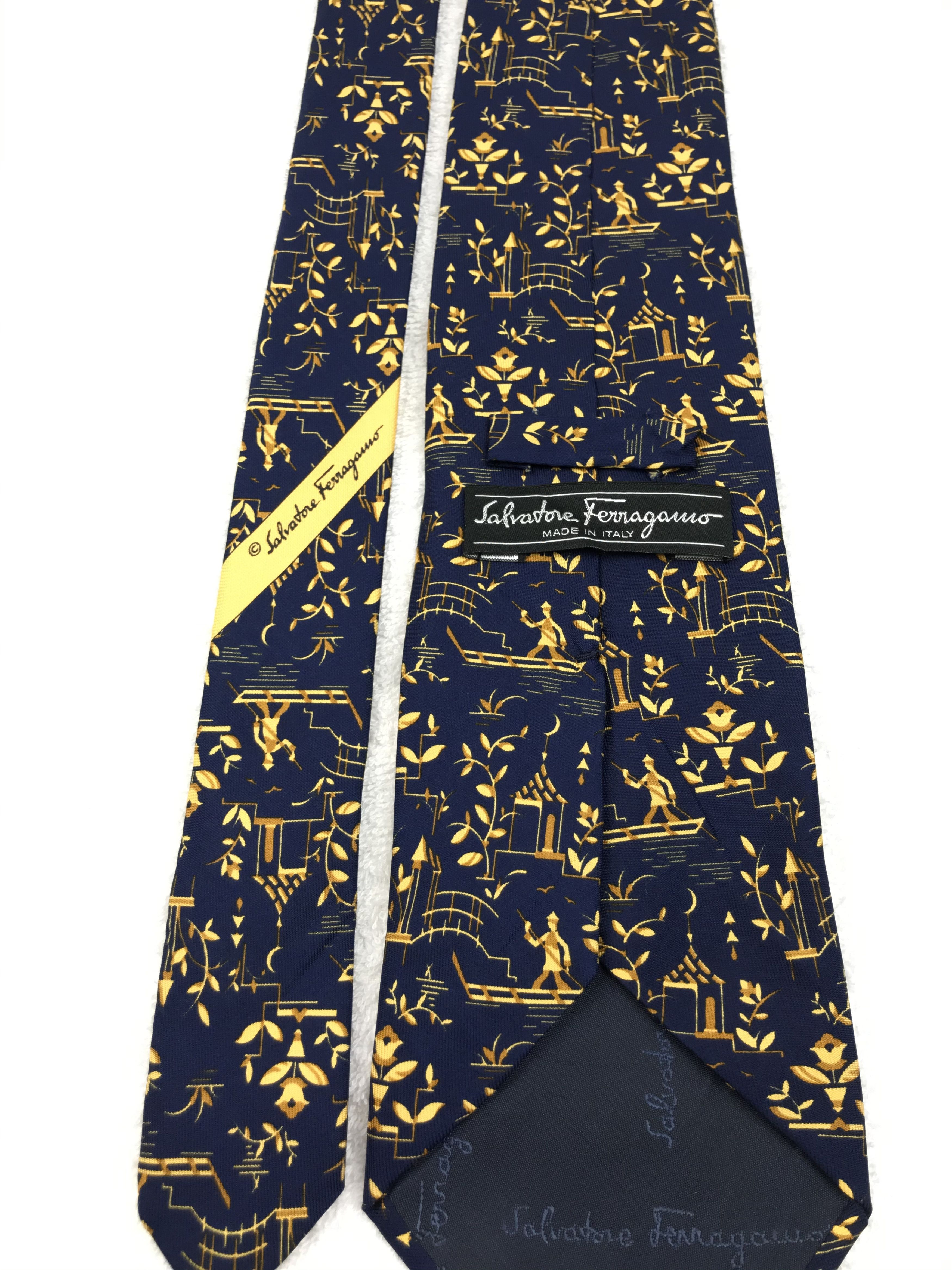 Designer × Salvatore Ferragamo × Vintage SF207 Vintage Salvatore Ferragamo Neck tie Pure Silk Size ONE SIZE - 14 Thumbnail