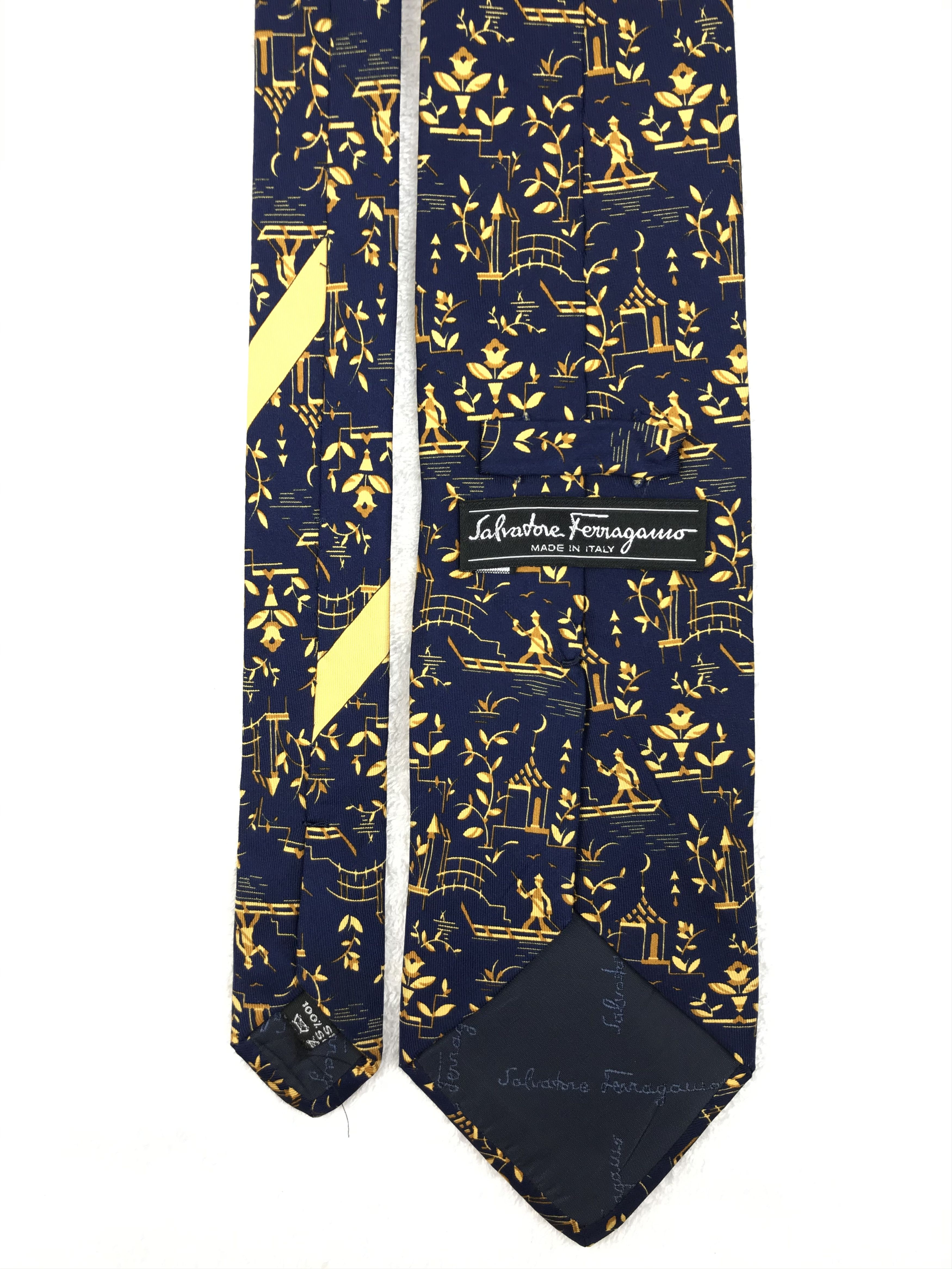 Designer × Salvatore Ferragamo × Vintage SF207 Vintage Salvatore Ferragamo Neck tie Pure Silk Size ONE SIZE - 3 Thumbnail