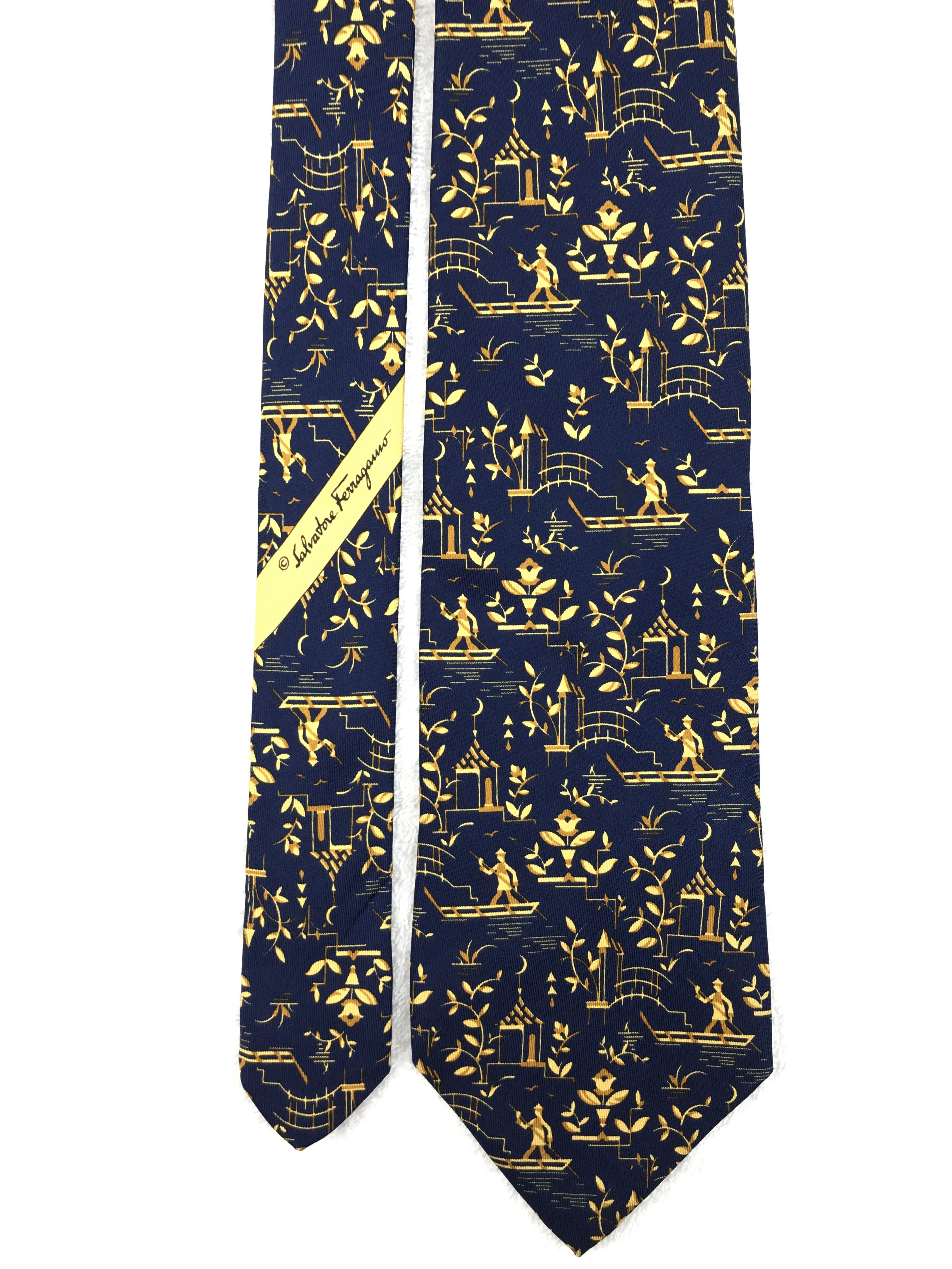 Designer × Salvatore Ferragamo × Vintage SF207 Vintage Salvatore Ferragamo Neck tie Pure Silk Size ONE SIZE - 4 Thumbnail
