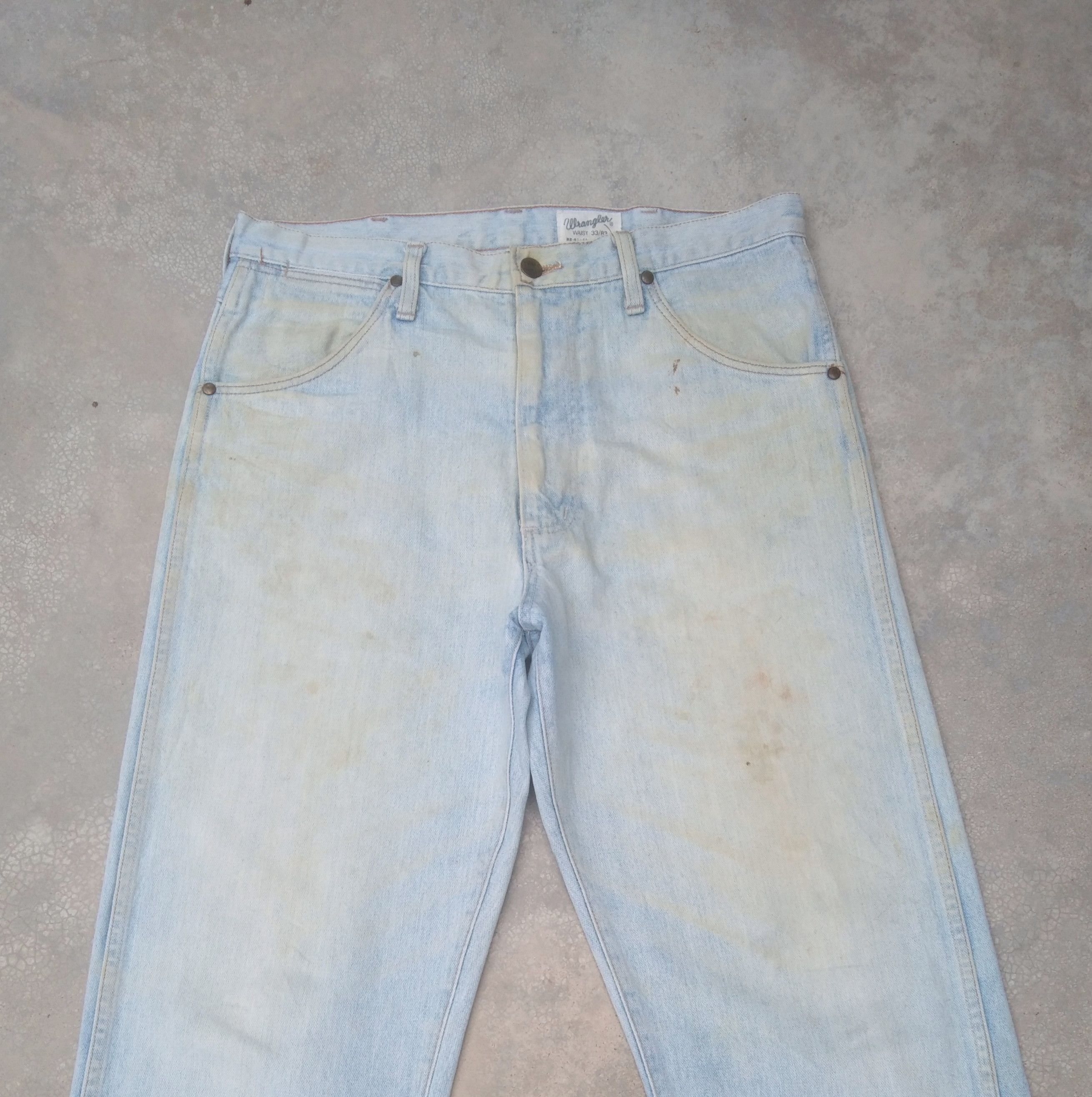 Japanese Brand 90s Vintage Dirty Wrangler Straight Leg Distressed Jeans Size US 33 - 6 Thumbnail