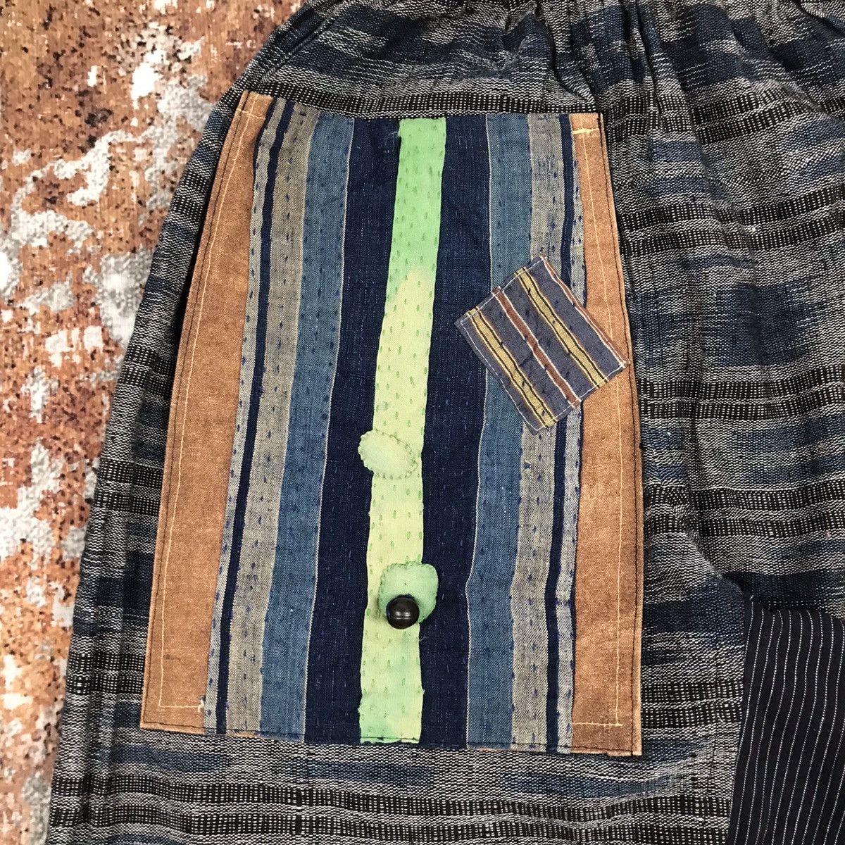 Japanese Brand × Vintage Vintage Japanese Sashiko Pocket Indigo Soft Low Crotch Pants Size US 28 / EU 44 - 3 Thumbnail