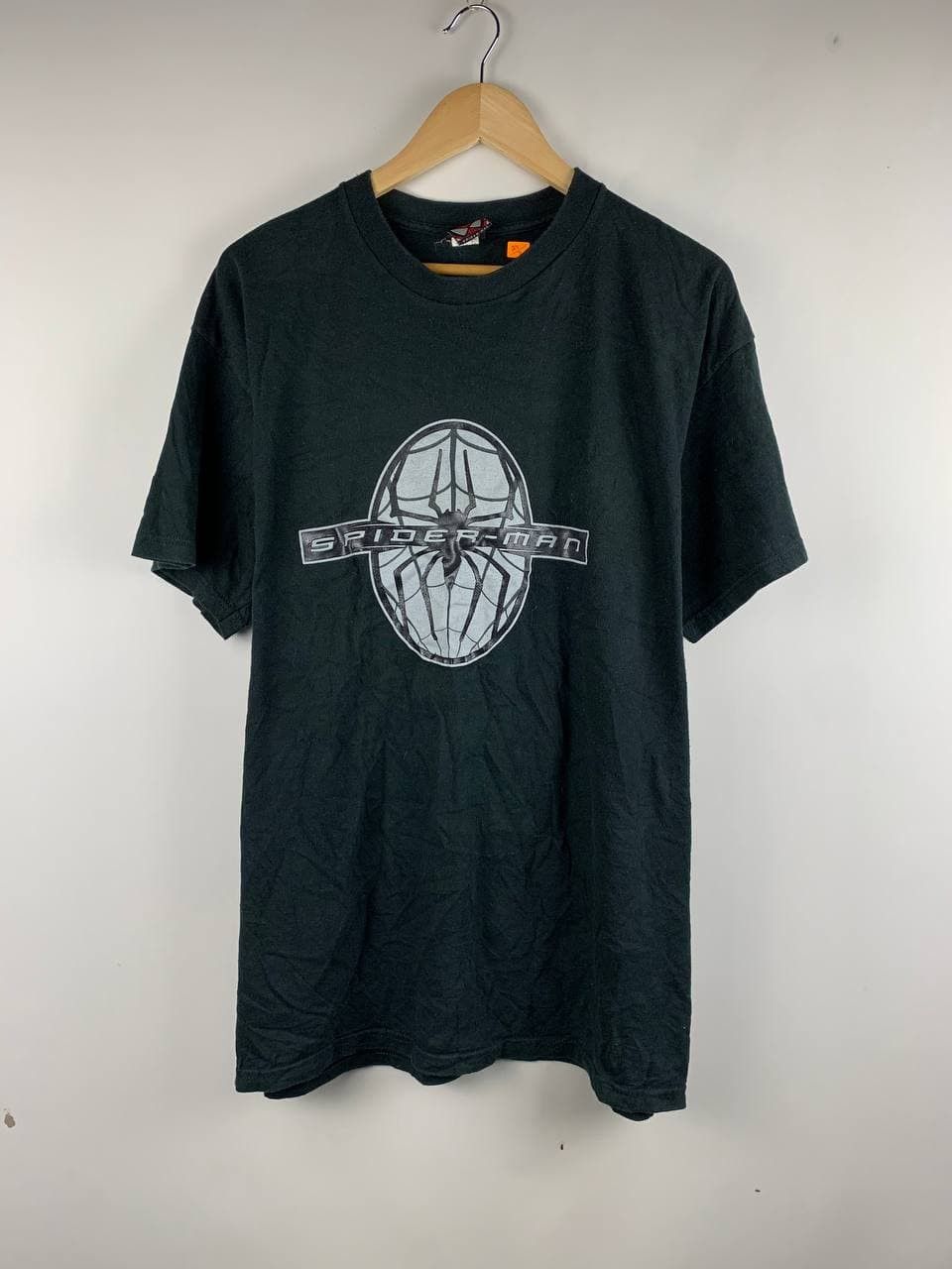 image of Marvel Comics x Movie VTG 2002 Spiderman Toby Maguire Movie Tee in Black, Men's (Size XL)