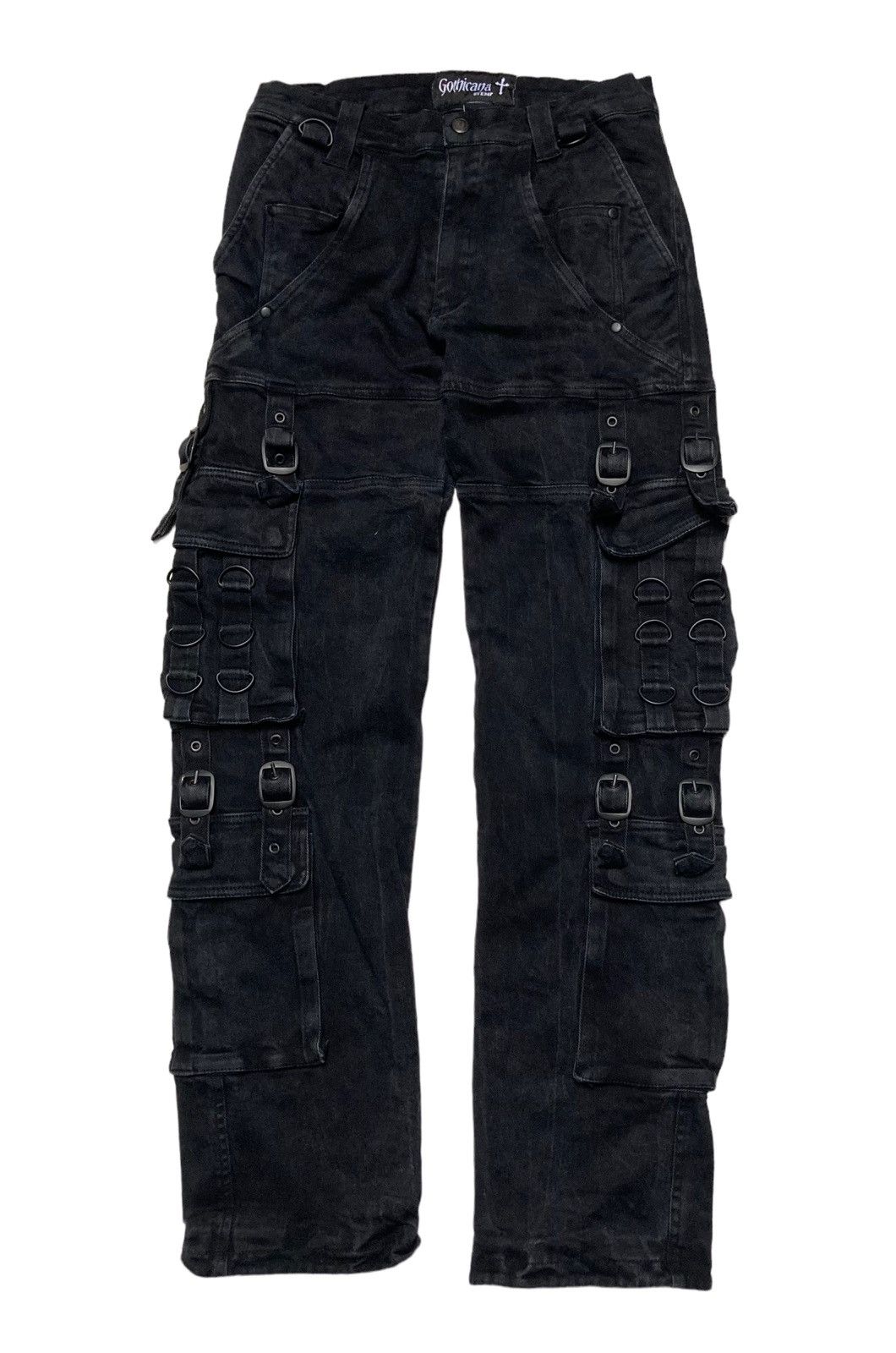 image of Archival Clothing x Avant Garde Vintage Gothicana Bondage Cargo Multipocket Pants Faded in Black (S